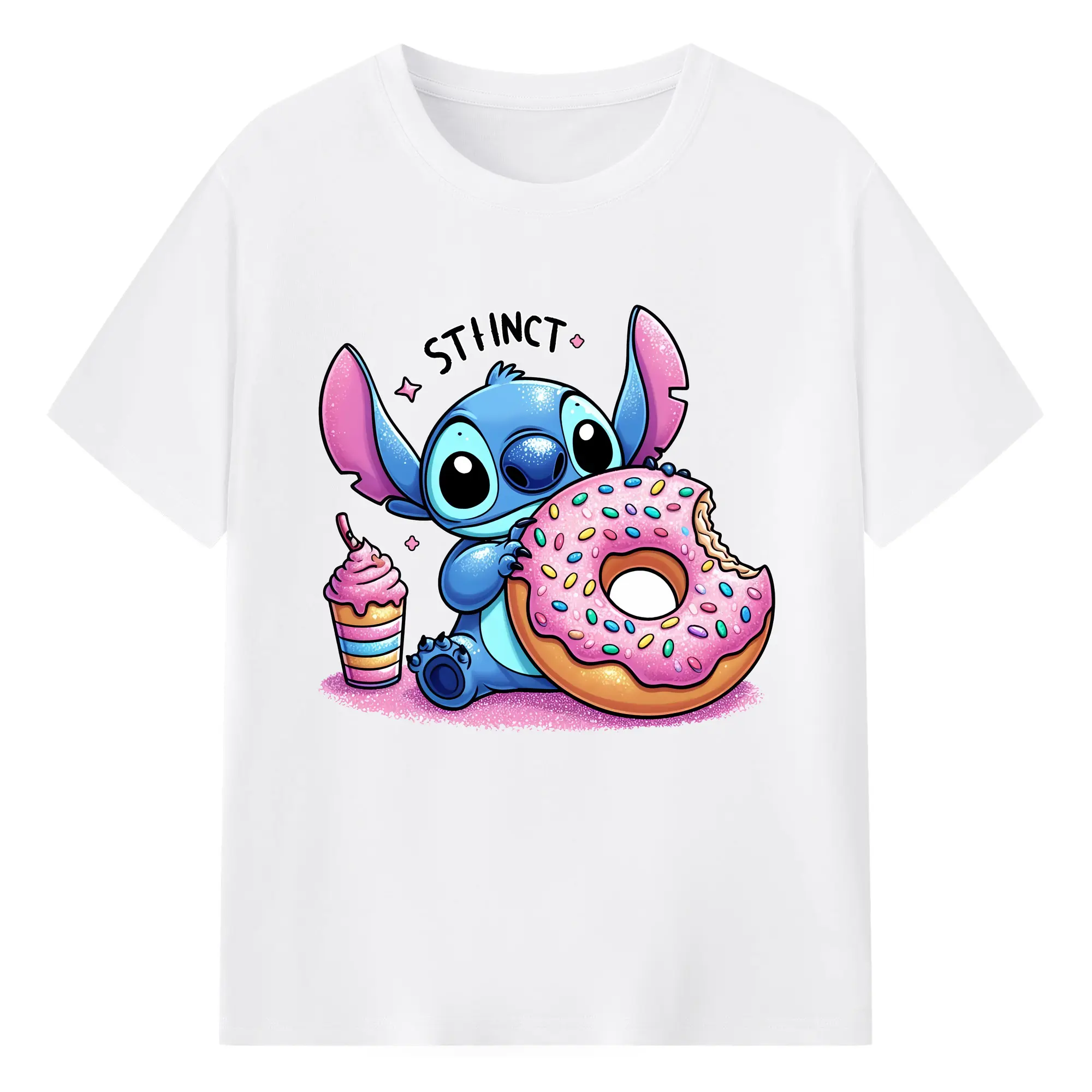 リロ＆スティッチ グッズ スティッチ - 綿100％ 半袖Tシャツ ・ フロントプリント ・ 快適 通気性 ・ 日常使い 散歩 スポーツ用