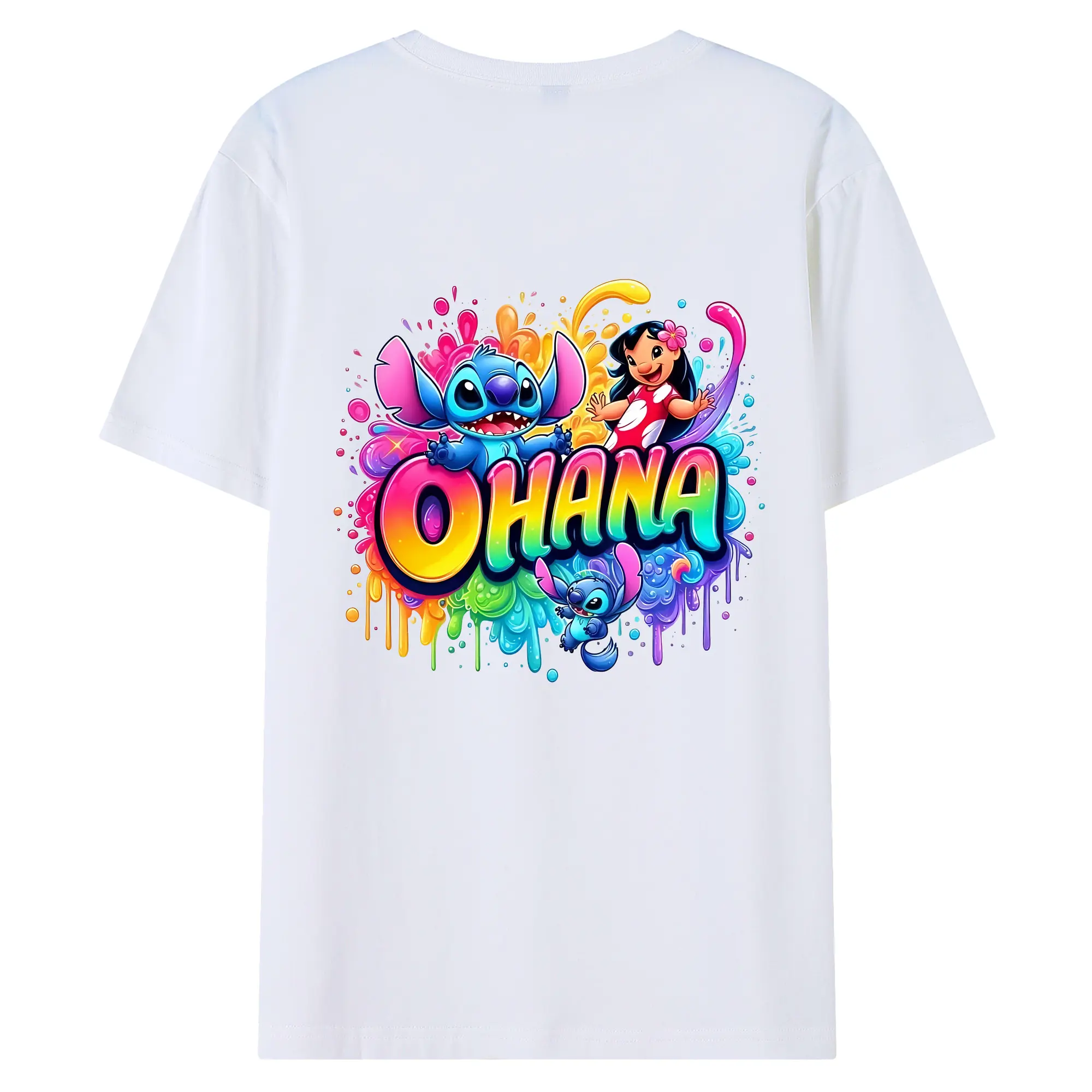 リロ＆スティッチ グッズ スティッチ - 綿100％ 半袖Tシャツ ・ バックプリント ・ 快適 通気性 ・ 日常使い 散歩 スポーツ用