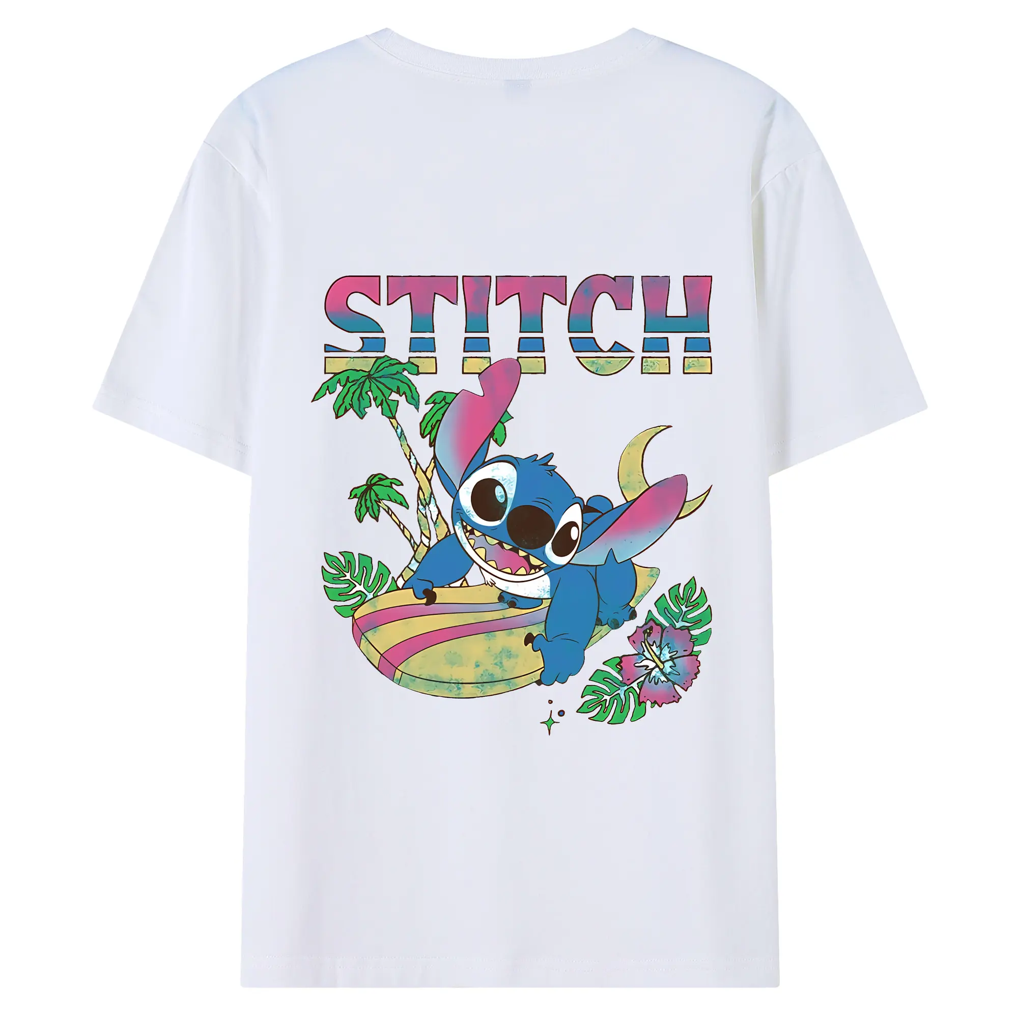 リロ＆スティッチ グッズ スティッチ - 綿100％ 半袖Tシャツ ・ バックプリント ・ 快適 通気性 ・ 日常使い 散歩 スポーツ用