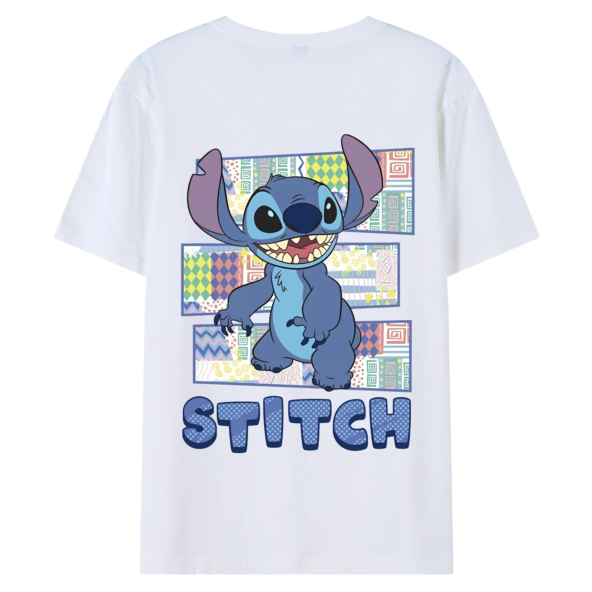 リロ＆スティッチ グッズ スティッチ - 綿100％ 半袖Tシャツ ・ バックプリント ・ 快適 通気性 ・ 日常使い 散歩 スポーツ用