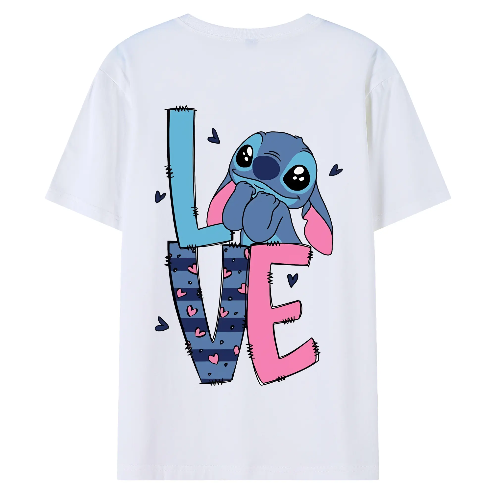 リロ＆スティッチ グッズ スティッチ - 綿100％ 半袖Tシャツ ・ バックプリント ・ 快適 通気性 ・ 日常使い 散歩 スポーツ用