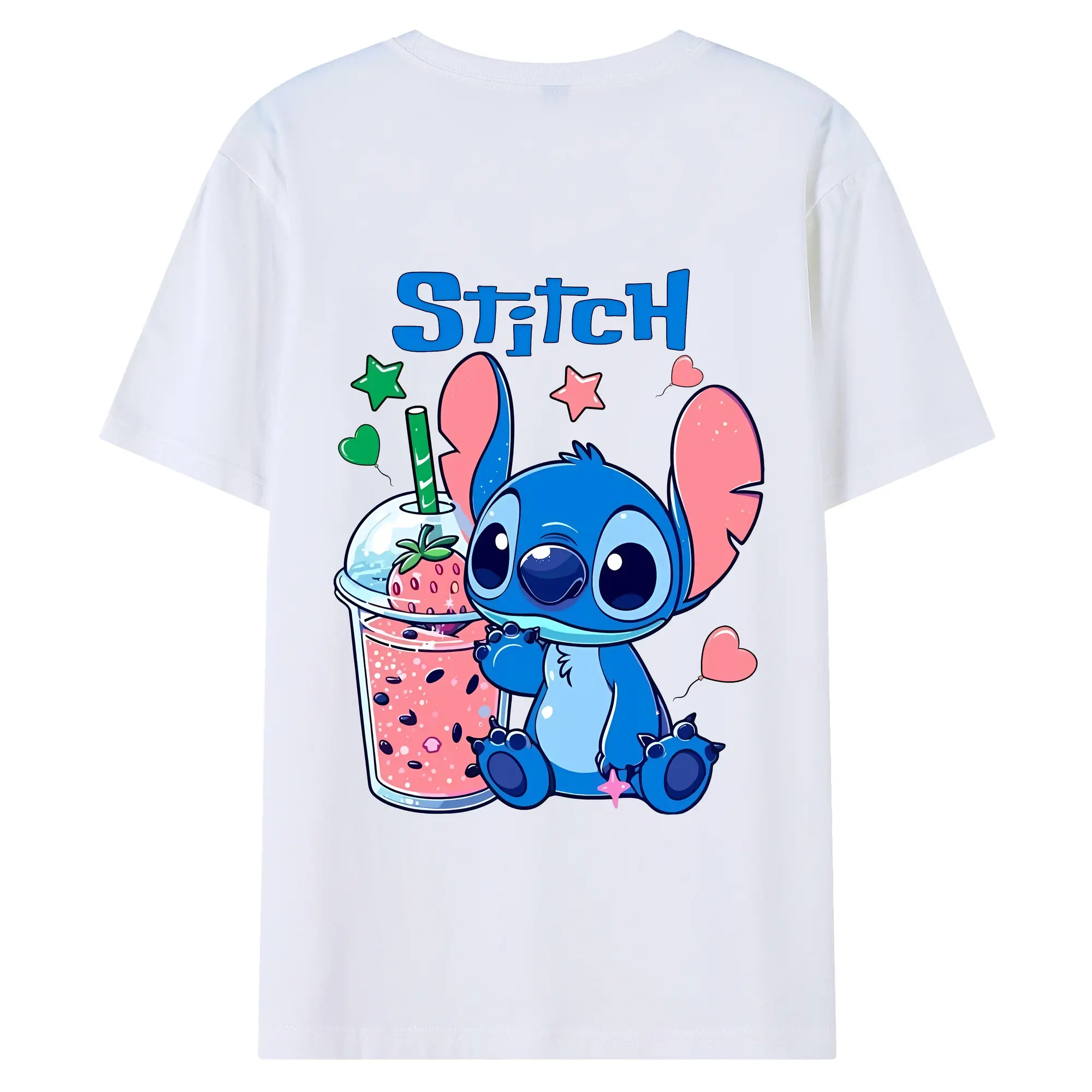 リロ＆スティッチ グッズ スティッチ - 綿100％ 半袖Tシャツ ・ バックプリント ・ 快適 通気性 ・ 日常使い 散歩 スポーツ用