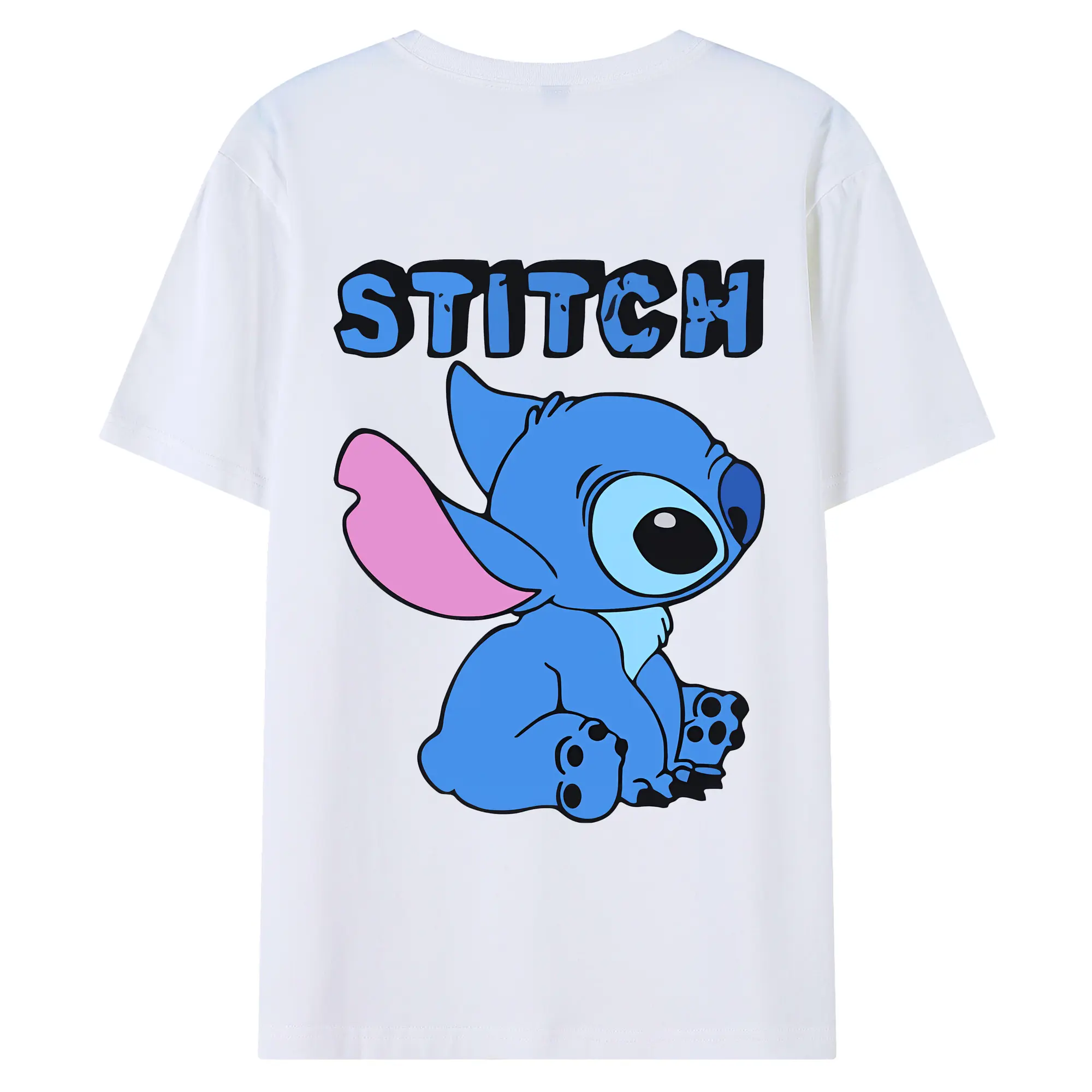 リロ＆スティッチ グッズ スティッチ - 綿100％ 半袖Tシャツ ・ バックプリント ・ 快適 通気性 ・ 日常使い 散歩 スポーツ用