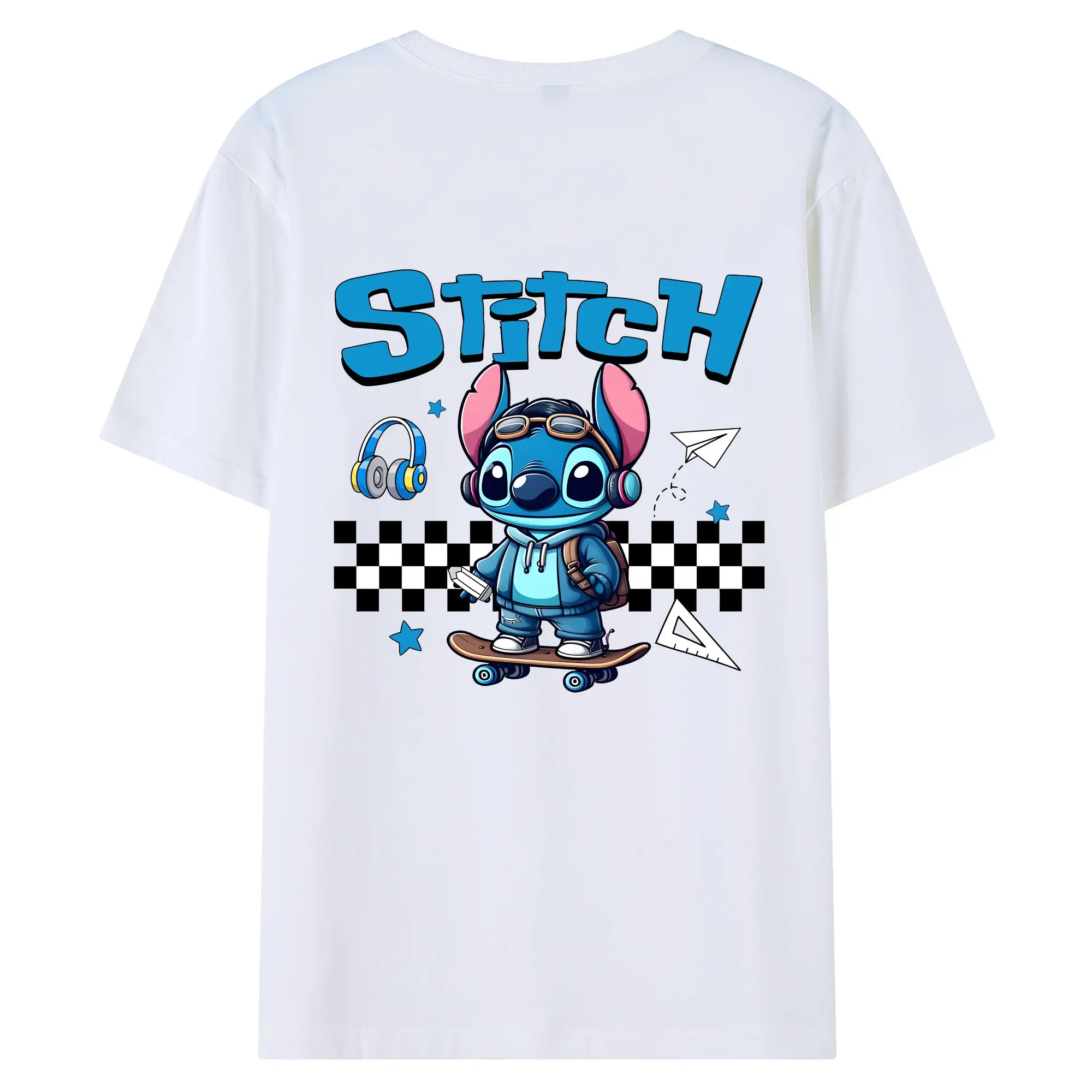 リロ＆スティッチ グッズ スティッチ - 綿100％ 半袖Tシャツ ・ バックプリント ・ 快適 通気性 ・ 日常使い 散歩 スポーツ用