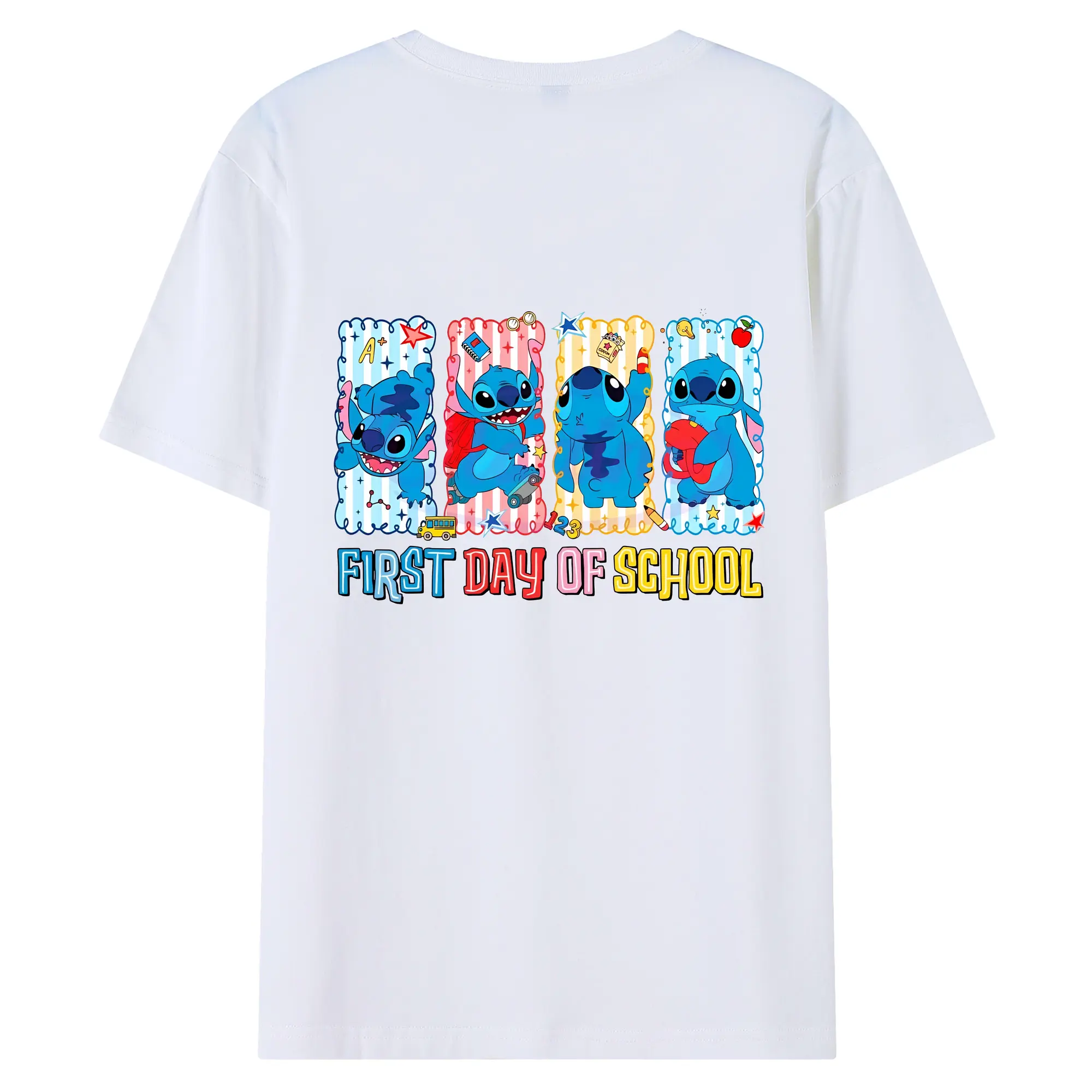 リロ＆スティッチ グッズ スティッチ - 綿100％ 半袖Tシャツ ・ バックプリント ・ 快適 通気性 ・ 日常使い 散歩 スポーツ用