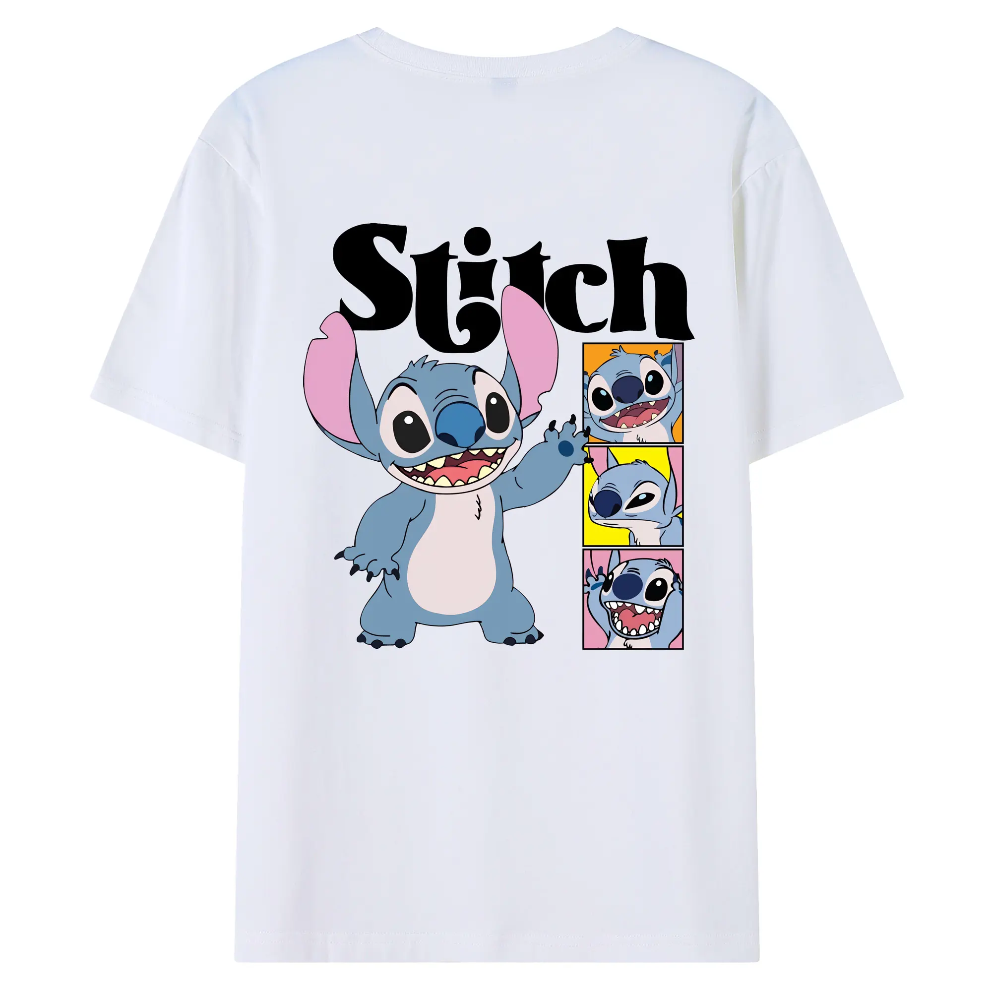 リロ＆スティッチ グッズ スティッチ - 綿100％ 半袖Tシャツ ・ バックプリント ・ 快適 通気性 ・ 日常使い 散歩 スポーツ用