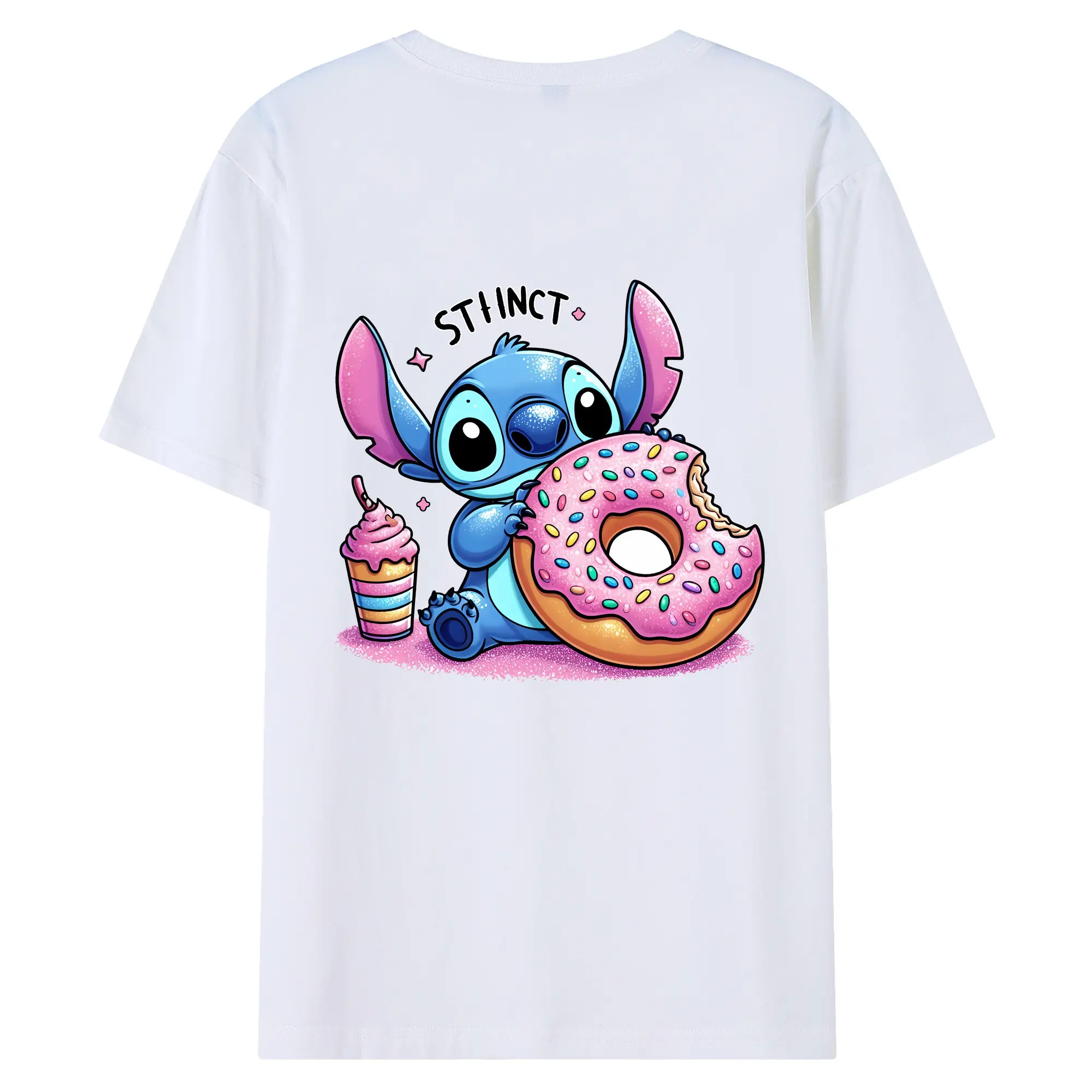 リロ＆スティッチ グッズ スティッチ - 綿100％ 半袖Tシャツ ・ バックプリント ・ 快適 通気性 ・ 日常使い 散歩 スポーツ用