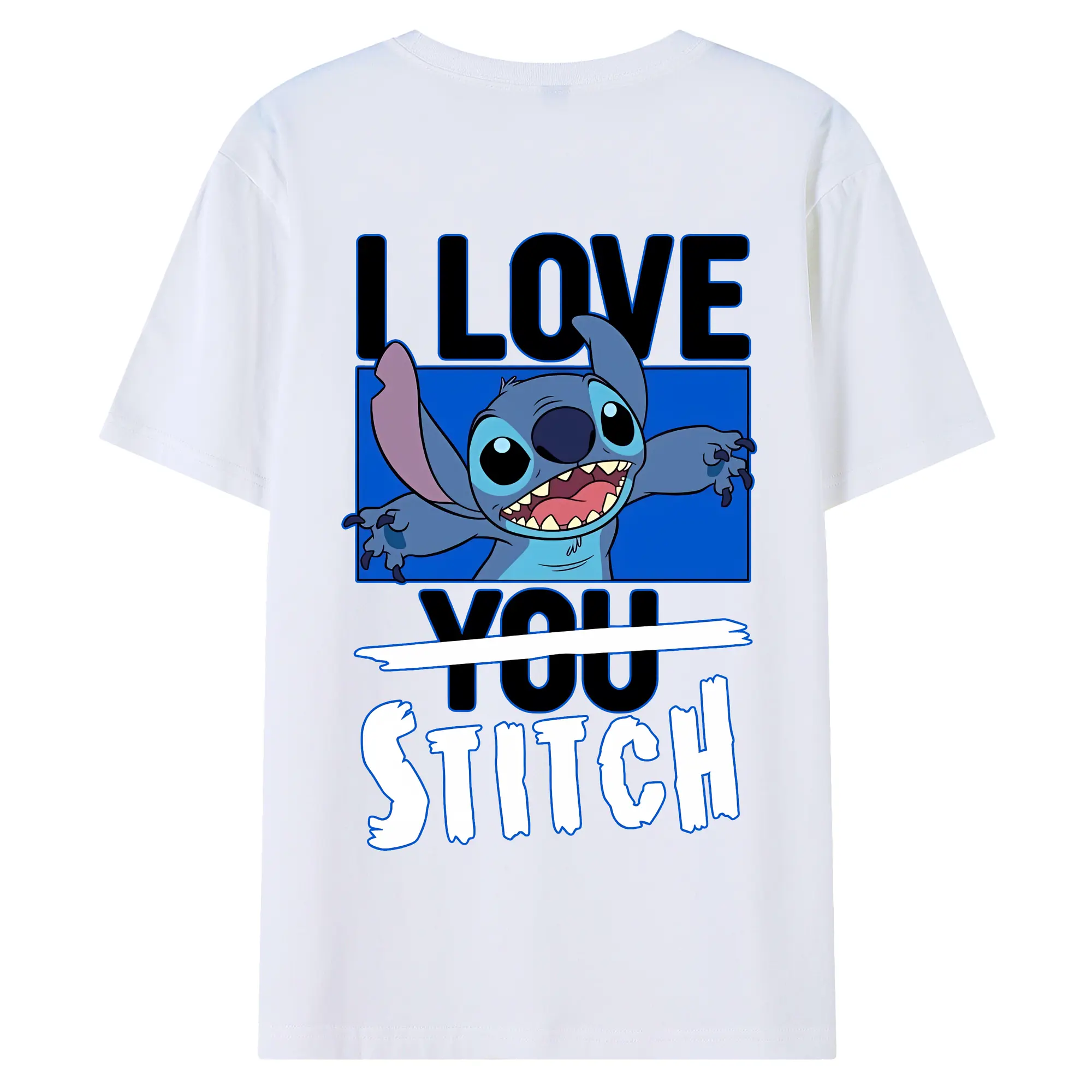 リロ＆スティッチ グッズ スティッチ - 綿100％ 半袖Tシャツ ・ バックプリント ・ 快適 通気性 ・ 日常使い 散歩 スポーツ用