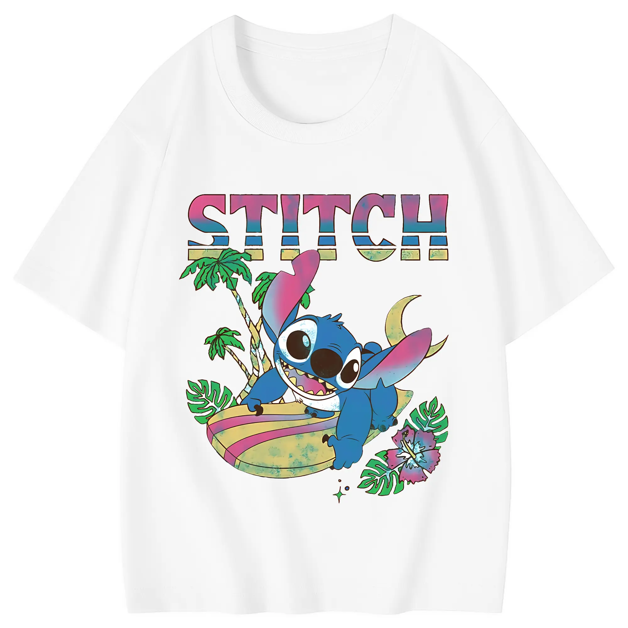 リロ＆スティッチ グッズ スティッチ - 綿100％ キッズTシャツ ・ フロントプリント ・ 快適 通気性 ・ スポーツ カジュアル 散歩用