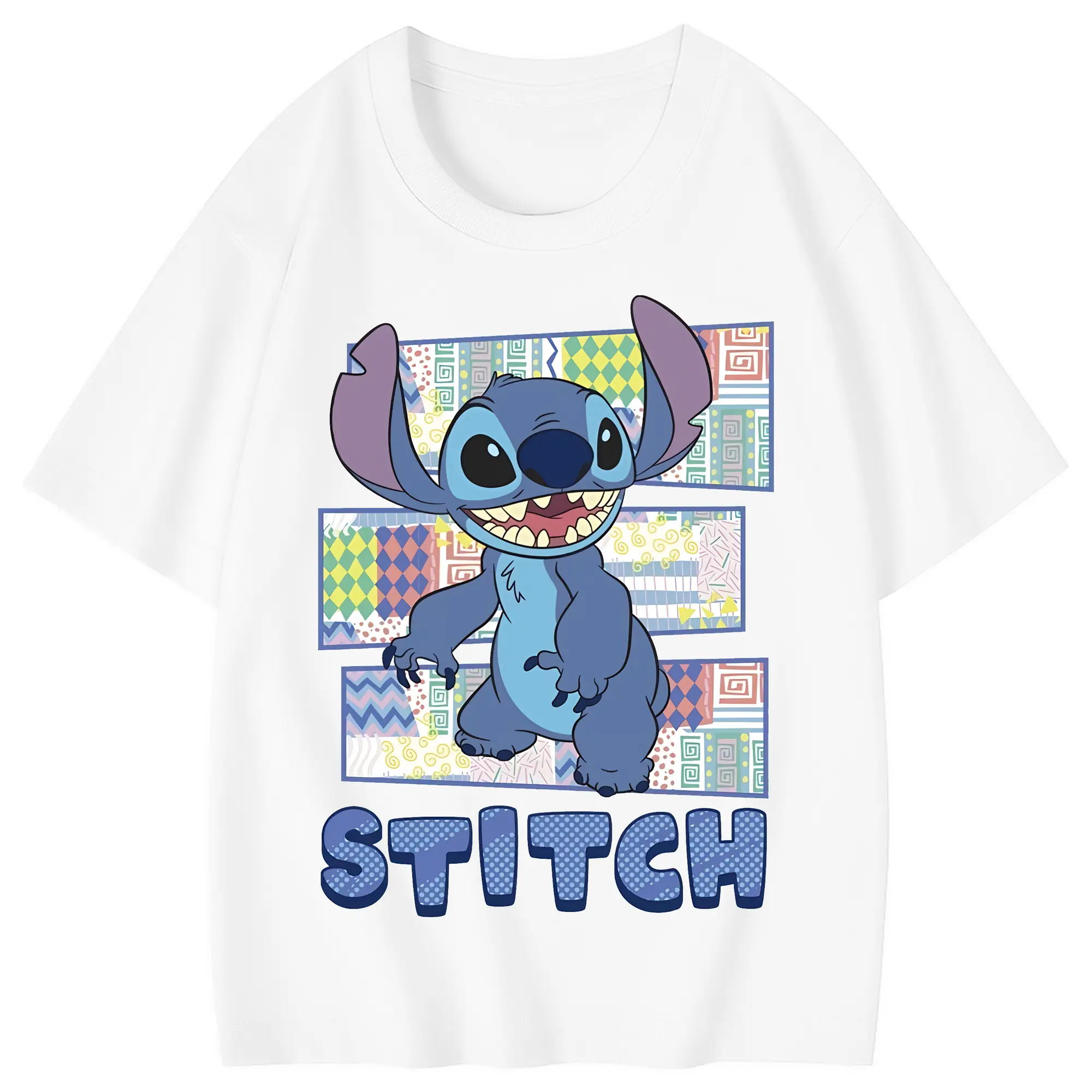 リロ＆スティッチ グッズ スティッチ - 綿100％ キッズTシャツ ・ フロントプリント ・ 快適 通気性 ・ スポーツ カジュアル 散歩用