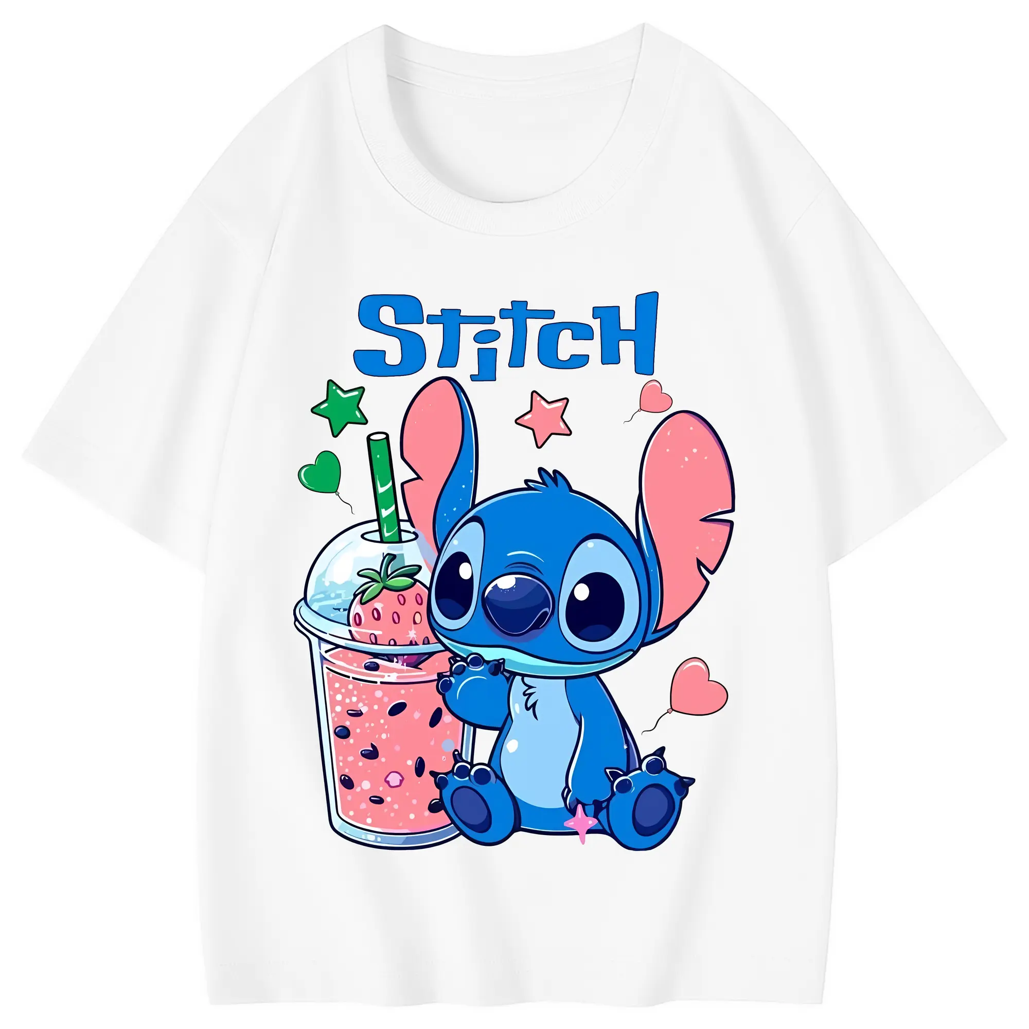 リロ＆スティッチ グッズ スティッチ - 綿100％ キッズTシャツ ・ フロントプリント ・ 快適 通気性 ・ スポーツ カジュアル 散歩用