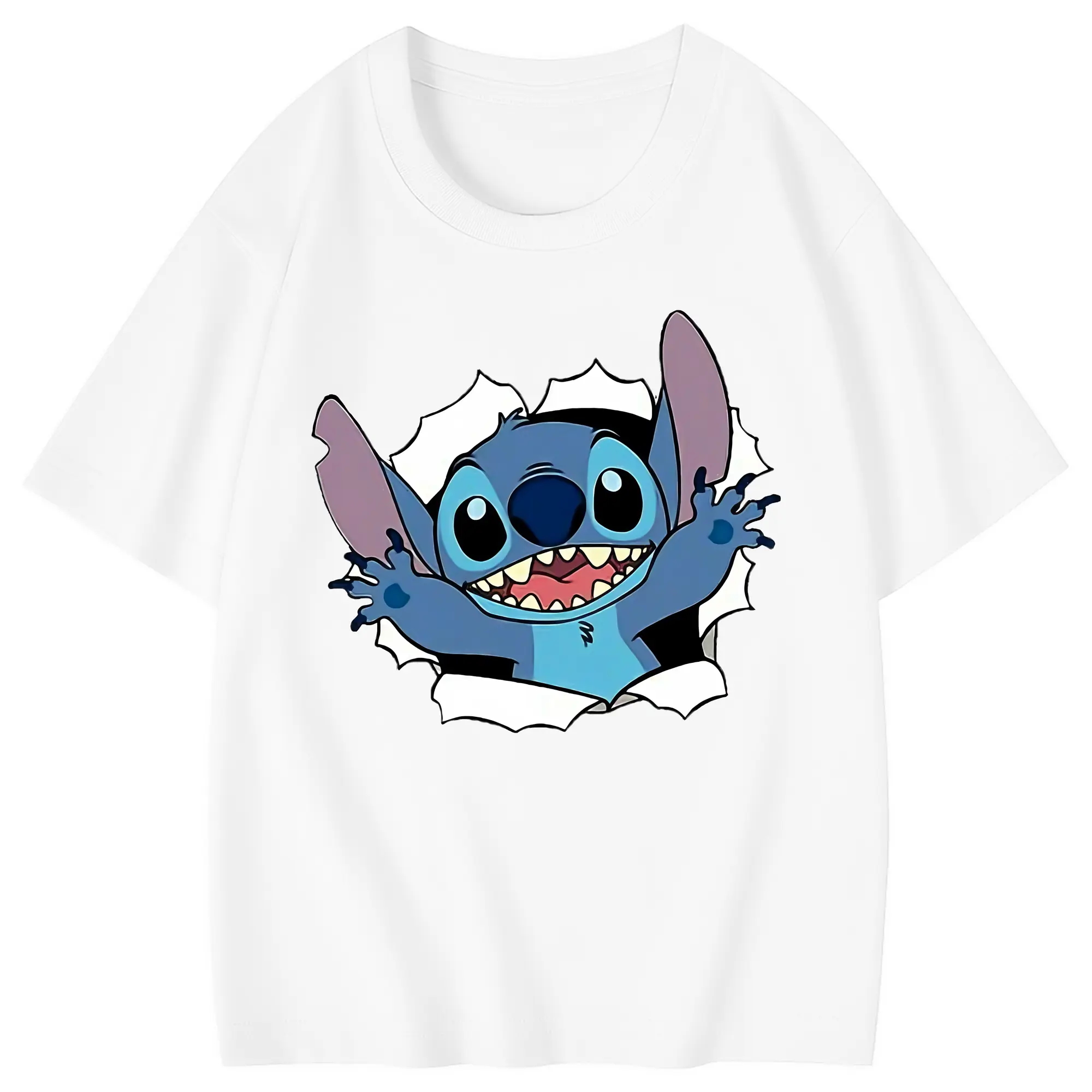 リロ＆スティッチ グッズ スティッチ - 綿100％ キッズTシャツ ・ フロントプリント ・ 快適 通気性 ・ スポーツ カジュアル 散歩用