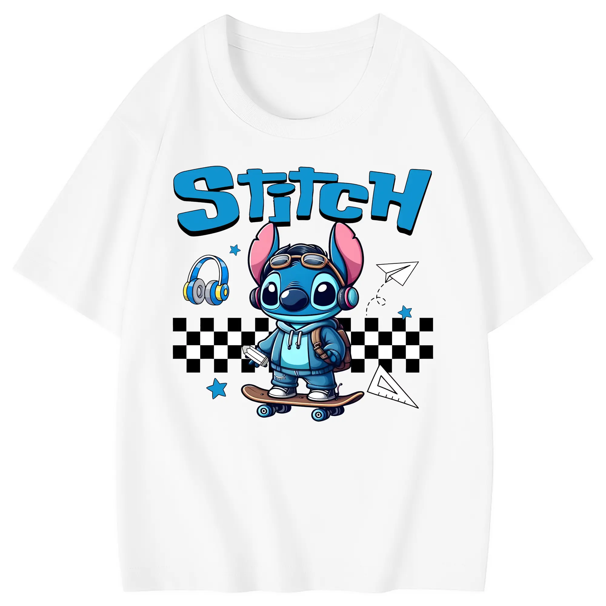 リロ＆スティッチ グッズ スティッチ - 綿100％ キッズTシャツ ・ フロントプリント ・ 快適 通気性 ・ スポーツ カジュアル 散歩用