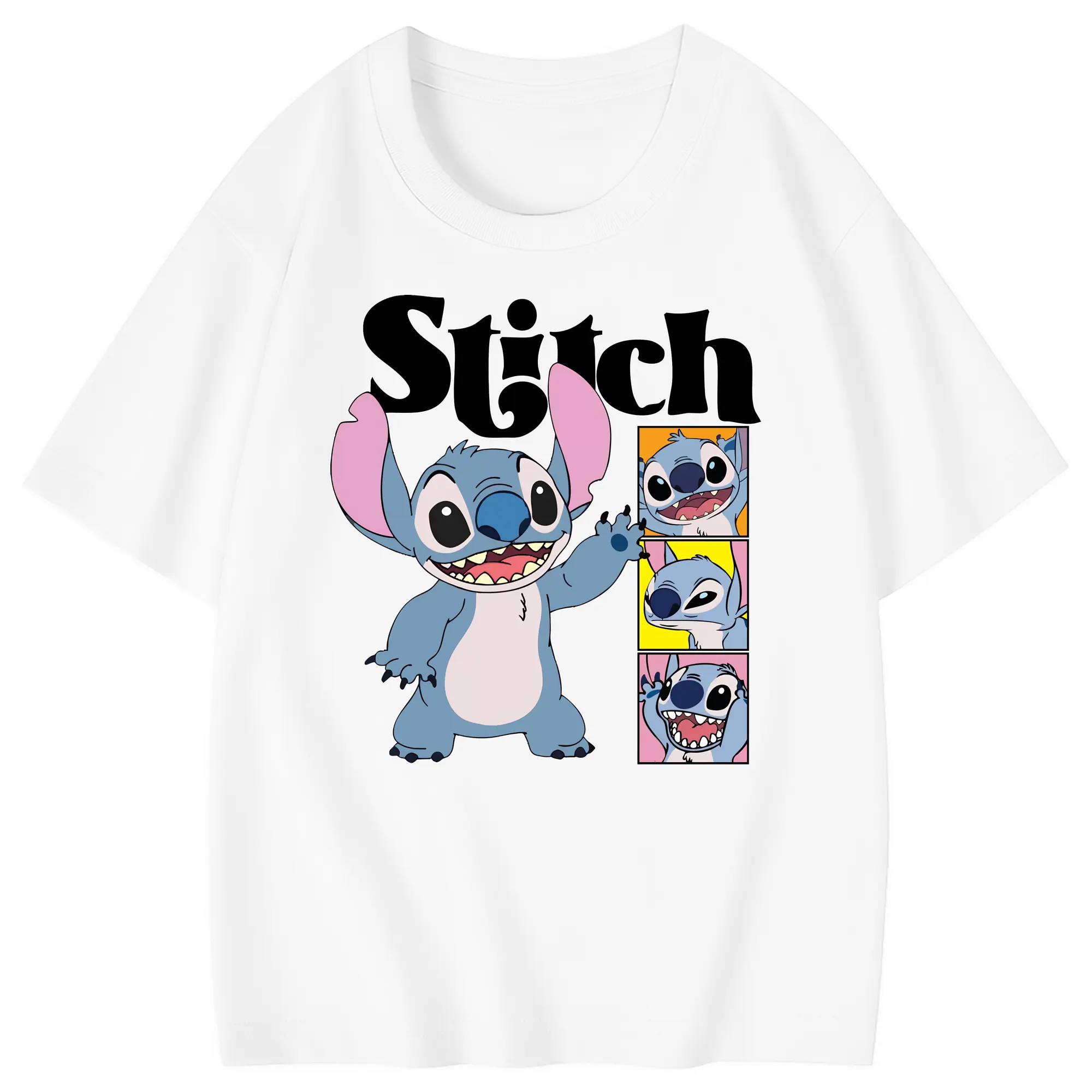 リロ＆スティッチ グッズ スティッチ - 綿100％ キッズTシャツ ・ フロントプリント ・ 快適 通気性 ・ スポーツ カジュアル 散歩用