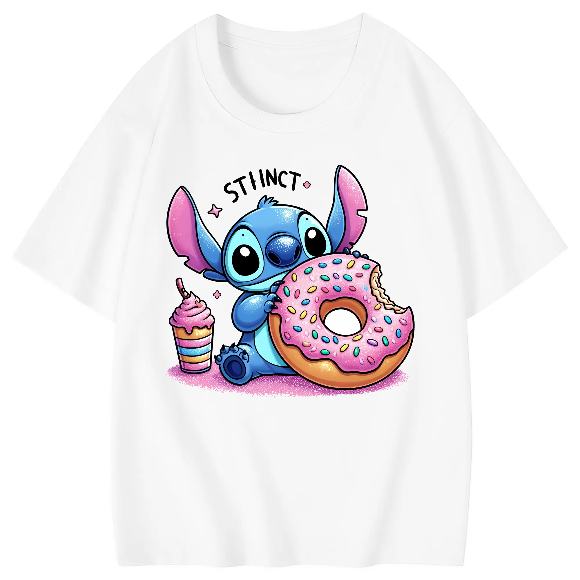 リロ＆スティッチ グッズ スティッチ - 綿100％ キッズTシャツ ・ フロントプリント ・ 快適 通気性 ・ スポーツ カジュアル 散歩用