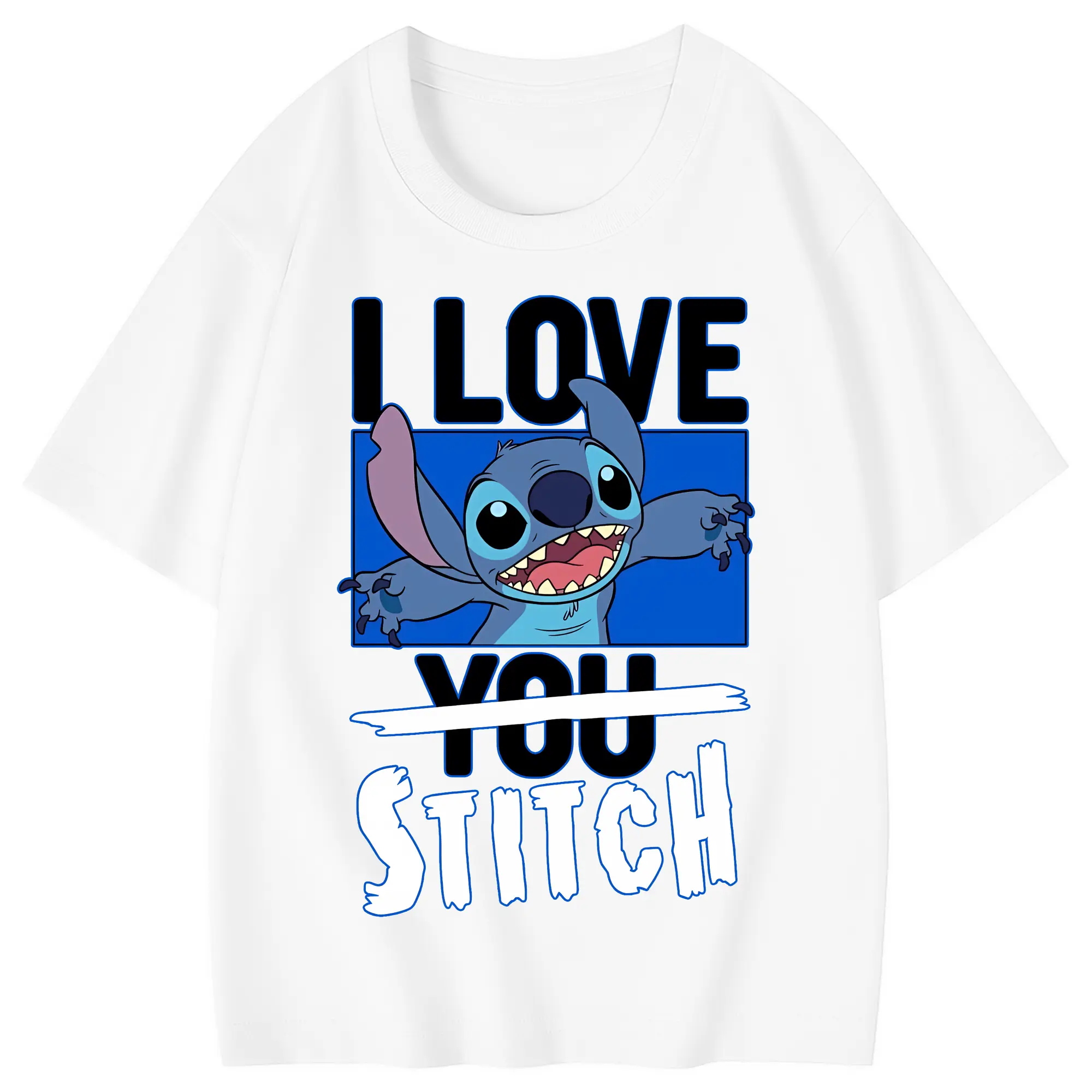 リロ＆スティッチ グッズ スティッチ - 綿100％ キッズTシャツ ・ フロントプリント ・ 快適 通気性 ・ スポーツ カジュアル 散歩用