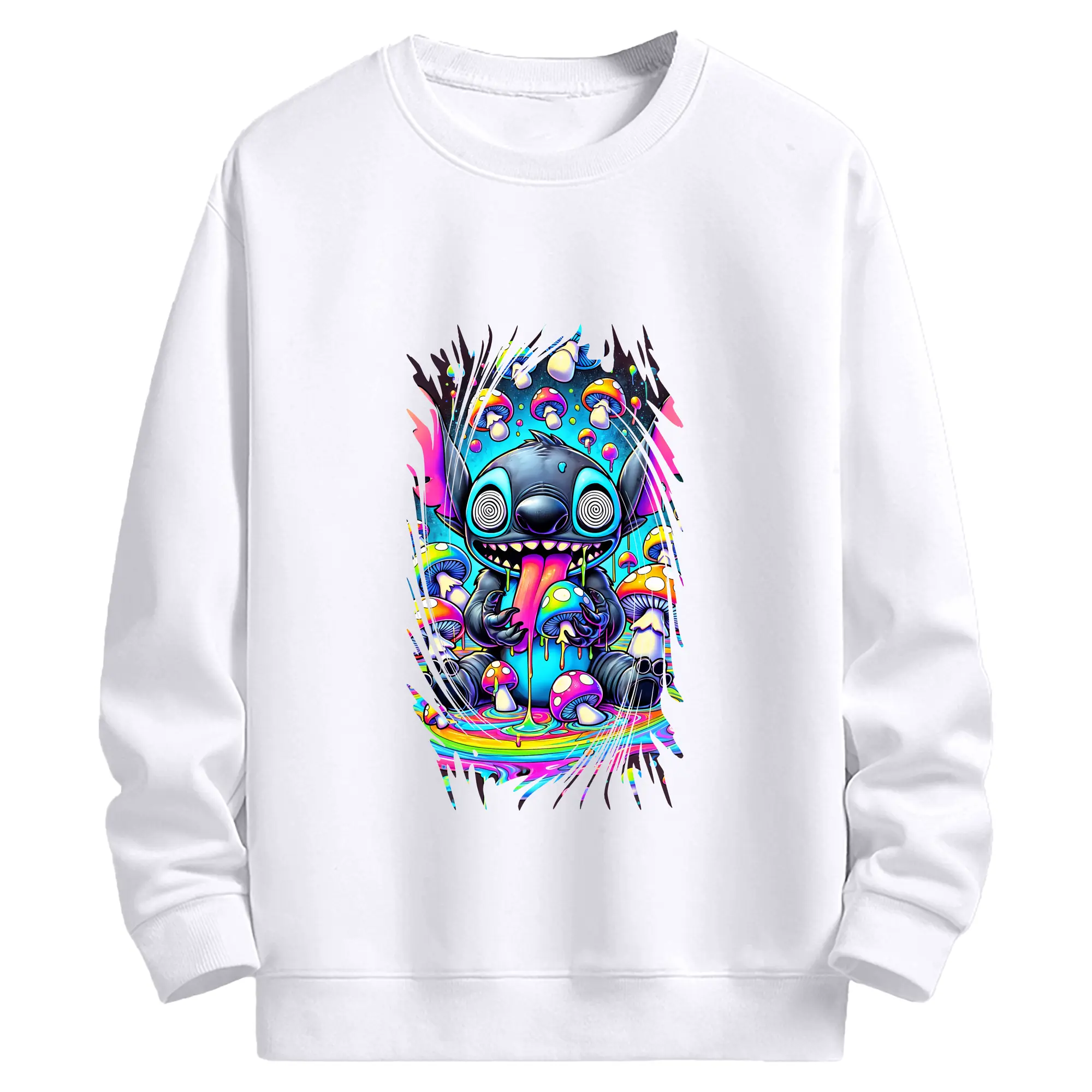 リロ＆スティッチ グッズ スティッチ - 高品質 クルーネック スウェット ・ コットン59％ ポリエステル41％ ・ ユニセックス 長袖 トレーナー ・ カジュアル デイリー スポーツ 散歩用