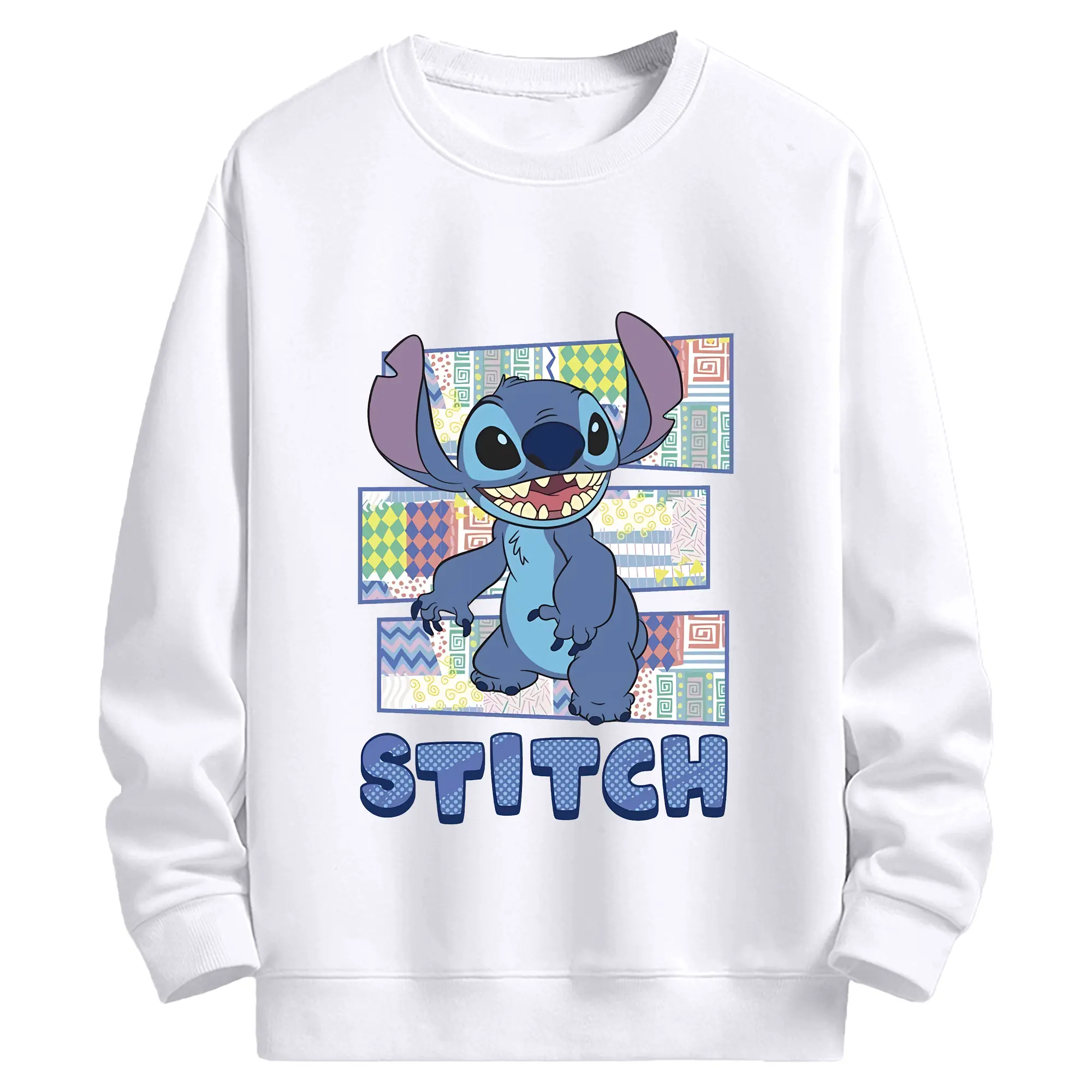 リロ＆スティッチ グッズ スティッチ - 高品質 クルーネック スウェット ・ コットン59％ ポリエステル41％ ・ ユニセックス 長袖 トレーナー ・ カジュアル デイリー スポーツ 散歩用