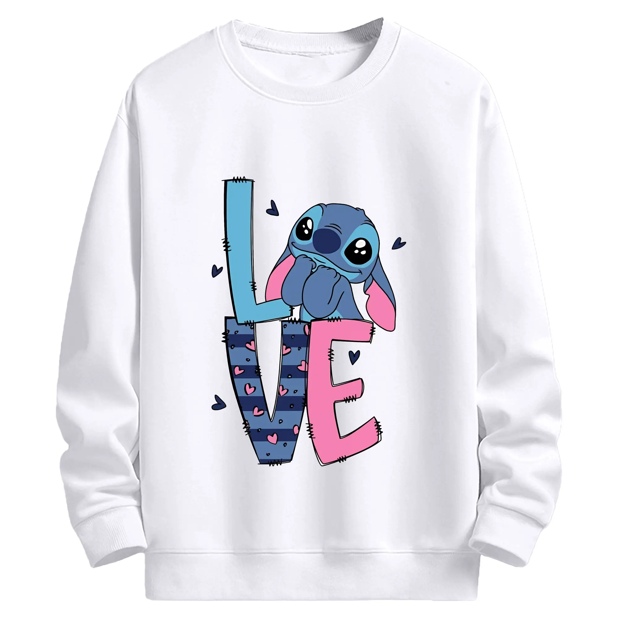 リロ＆スティッチ グッズ スティッチ - 高品質 クルーネック スウェット ・ コットン59％ ポリエステル41％ ・ ユニセックス 長袖 トレーナー ・ カジュアル デイリー スポーツ 散歩用
