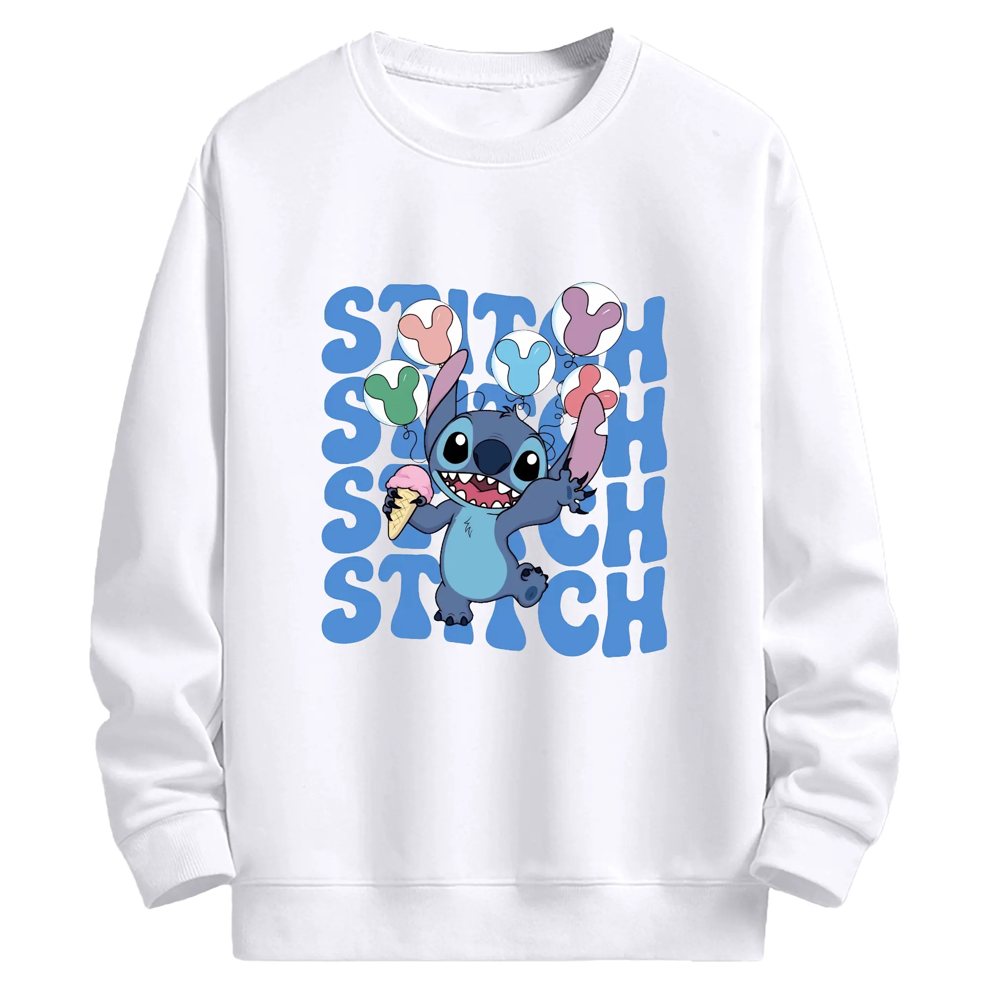 リロ＆スティッチ グッズ スティッチ - 高品質 クルーネック スウェット ・ コットン59％ ポリエステル41％ ・ ユニセックス 長袖 トレーナー ・ カジュアル デイリー スポーツ 散歩用