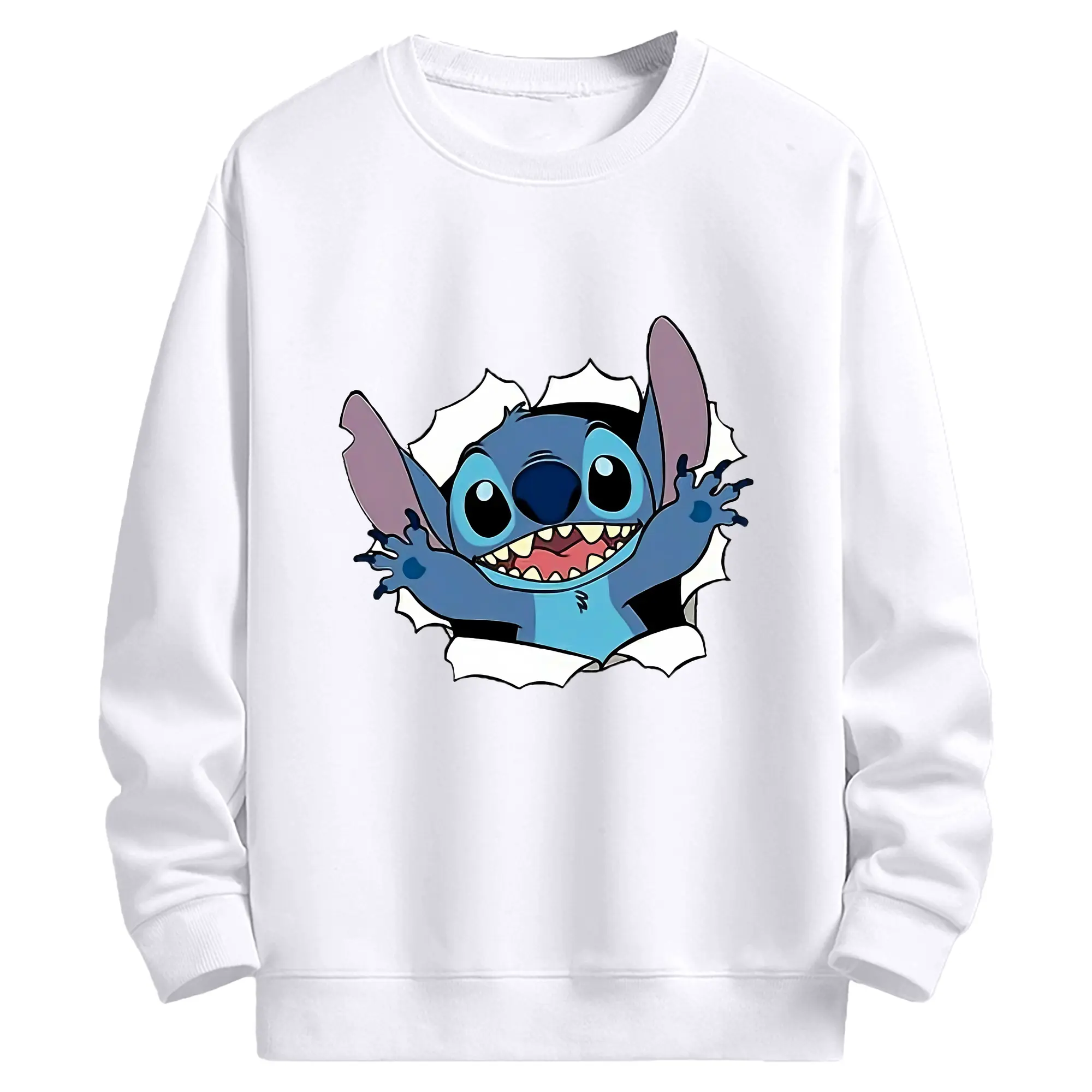 リロ＆スティッチ グッズ スティッチ - 高品質 クルーネック スウェット ・ コットン59％ ポリエステル41％ ・ ユニセックス 長袖 トレーナー ・ カジュアル デイリー スポーツ 散歩用