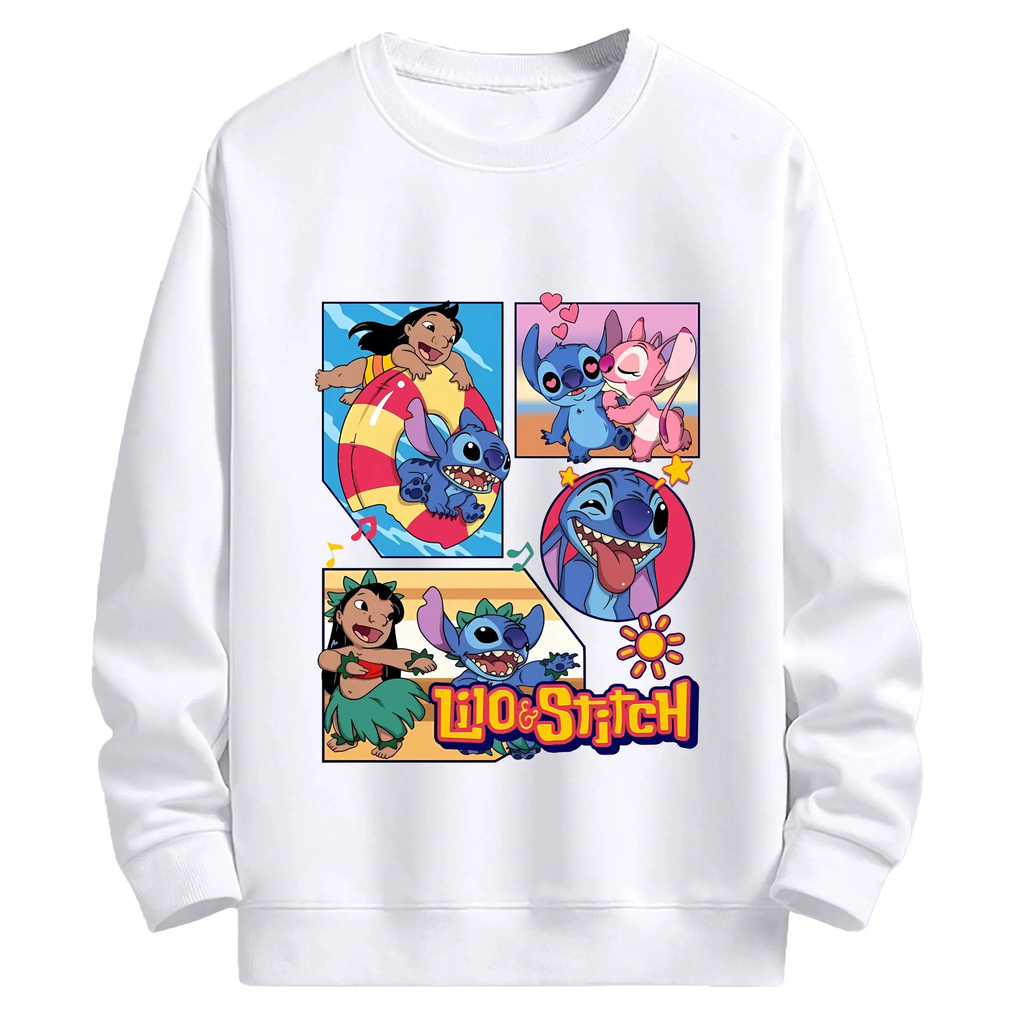 リロ＆スティッチ グッズ スティッチ - 高品質 クルーネック スウェット ・ コットン59％ ポリエステル41％ ・ ユニセックス 長袖 トレーナー ・ カジュアル デイリー スポーツ 散歩用