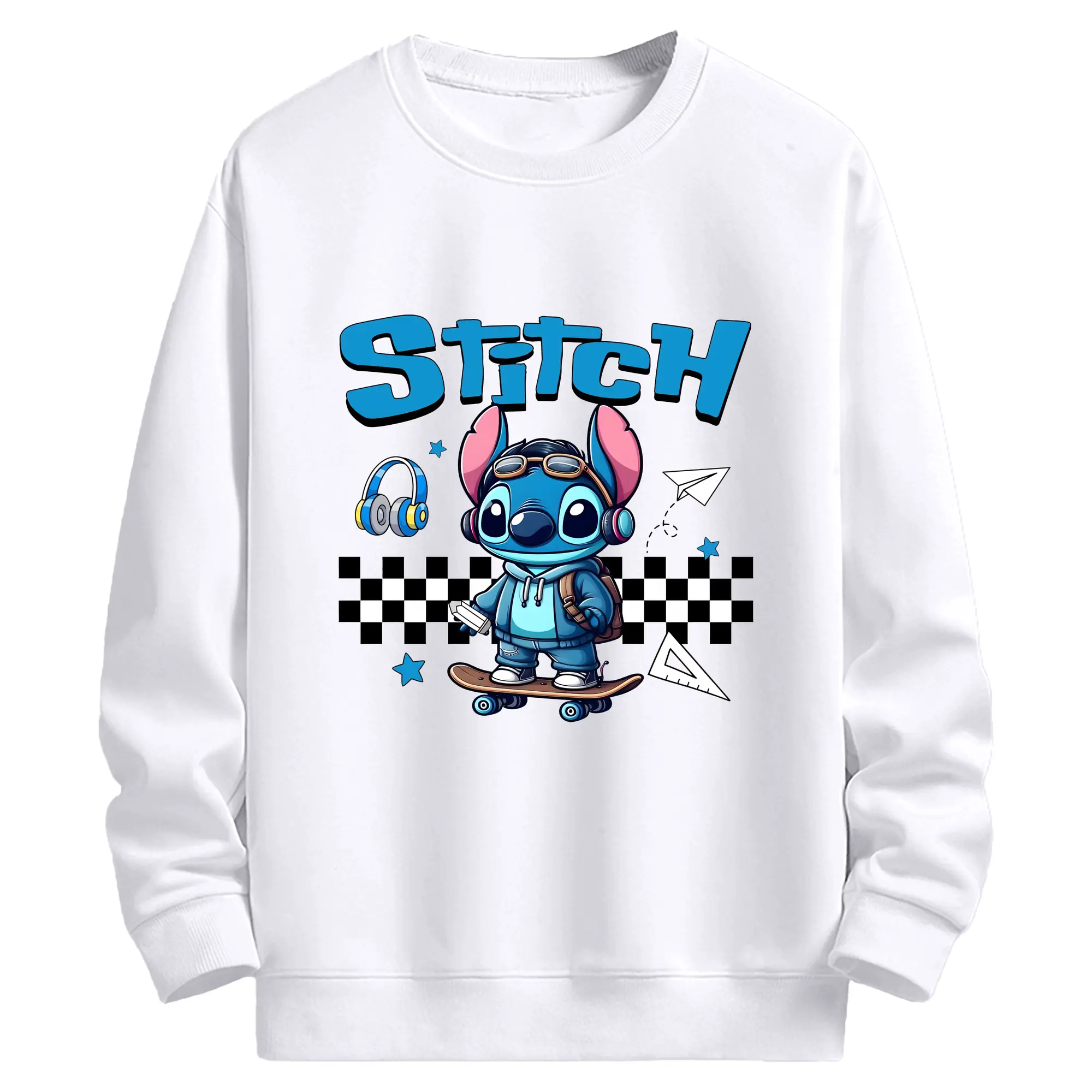 リロ＆スティッチ グッズ スティッチ - 高品質 クルーネック スウェット ・ コットン59％ ポリエステル41％ ・ ユニセックス 長袖 トレーナー ・ カジュアル デイリー スポーツ 散歩用