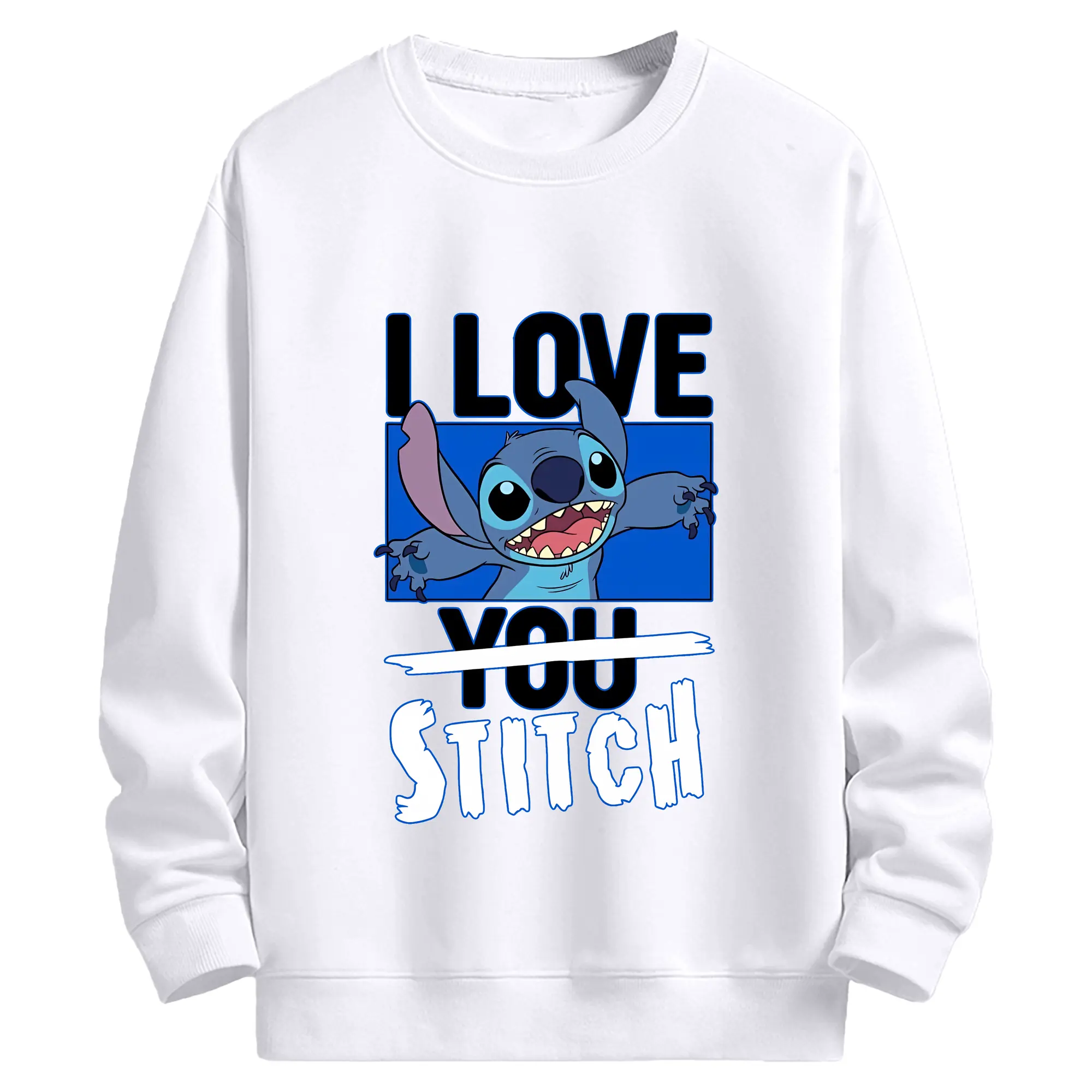 リロ＆スティッチ グッズ スティッチ - 高品質 クルーネック スウェット ・ コットン59％ ポリエステル41％ ・ ユニセックス 長袖 トレーナー ・ カジュアル デイリー スポーツ 散歩用