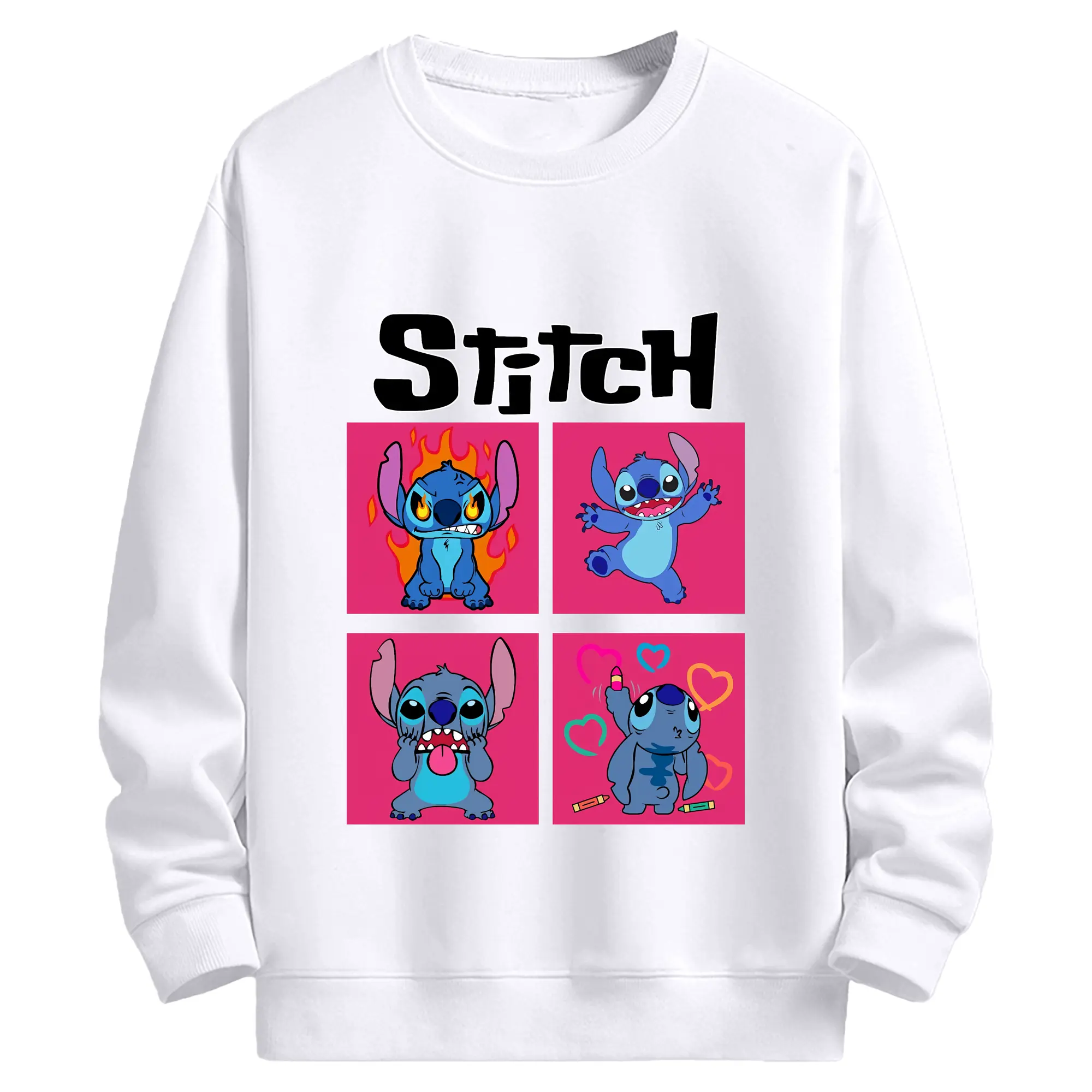 リロ＆スティッチ グッズ スティッチ - 高品質 クルーネック スウェット ・ コットン59％ ポリエステル41％ ・ ユニセックス 長袖 トレーナー ・ カジュアル デイリー スポーツ 散歩用