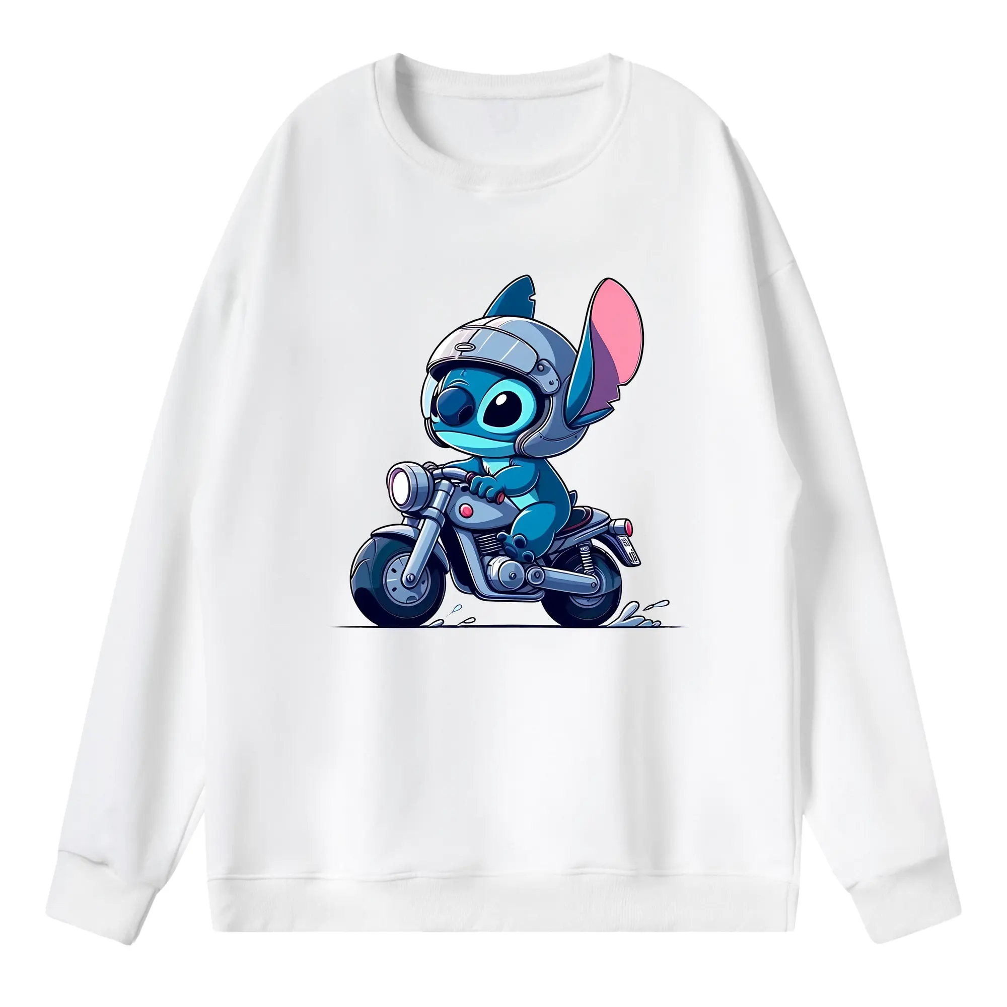 リロ＆スティッチ グッズ スティッチ - 薄手 クルーネック スウェット 裏毛260g · ポリエステル 春秋向け カジュアル 男女兼用 · トレーナー デイリー スポーツ 散歩に最適