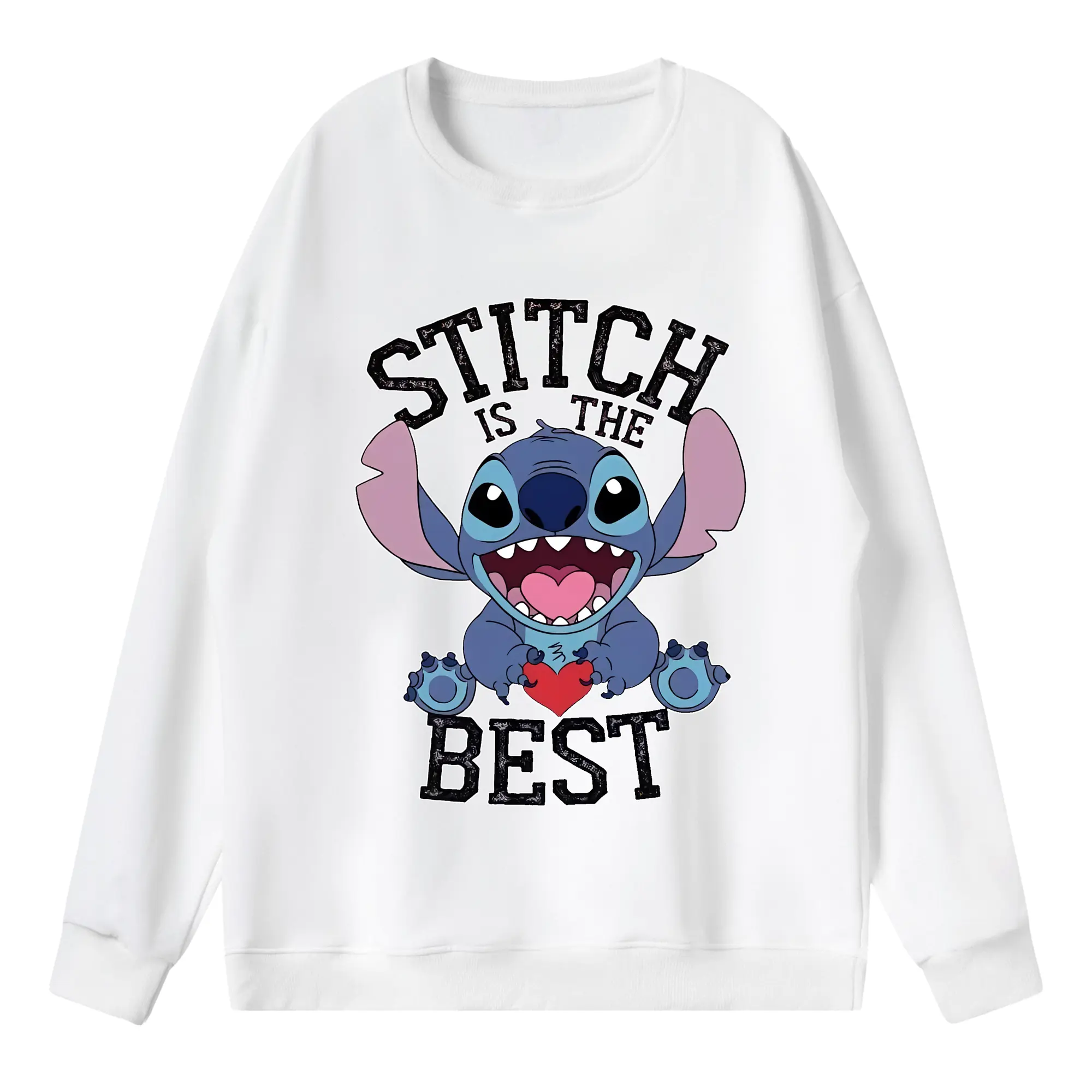 リロ＆スティッチ グッズ スティッチ - 薄手 クルーネック スウェット 裏毛260g · ポリエステル 春秋向け カジュアル 男女兼用 · トレーナー デイリー スポーツ 散歩に最適