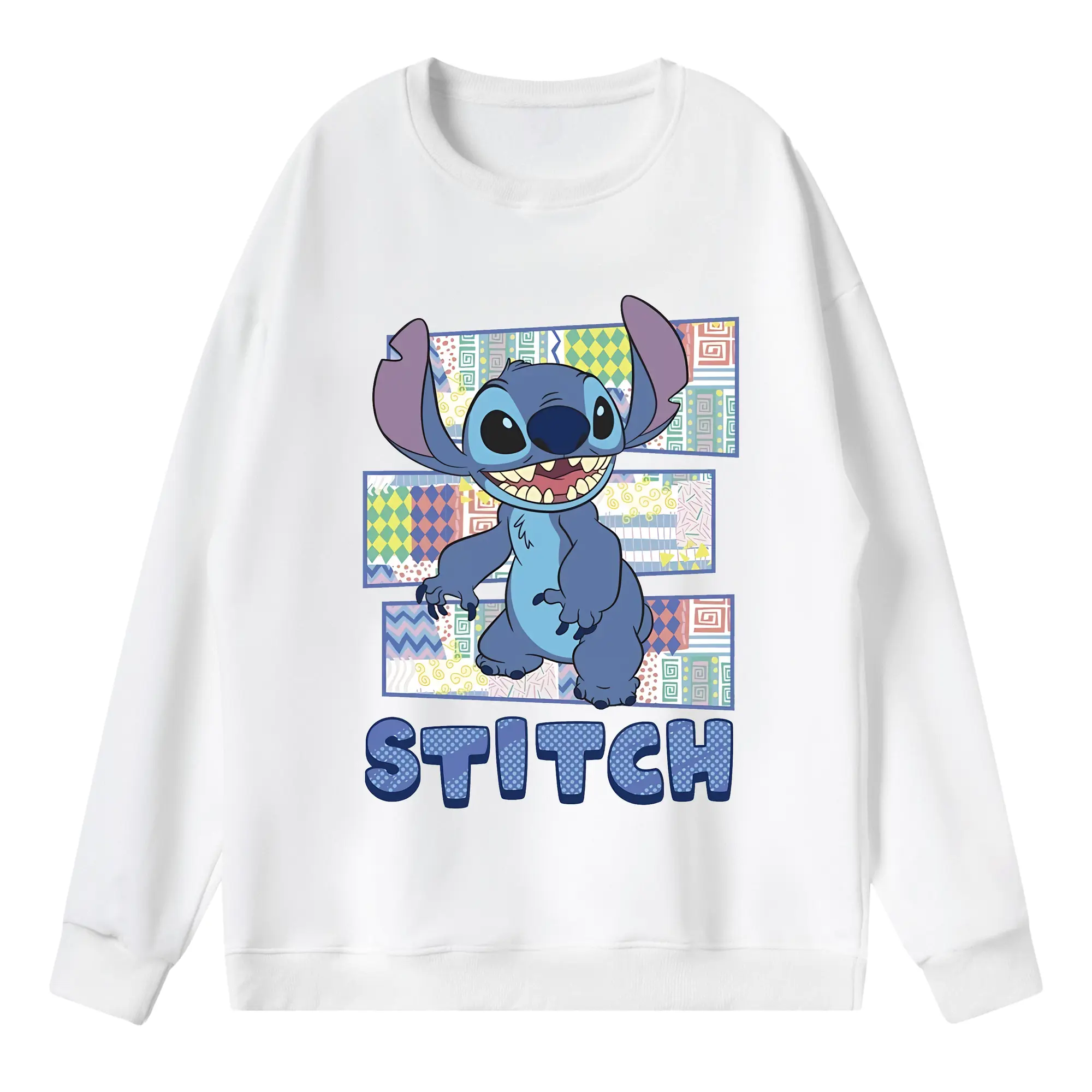 リロ＆スティッチ グッズ スティッチ - 薄手 クルーネック スウェット 裏毛260g · ポリエステル 春秋向け カジュアル 男女兼用 · トレーナー デイリー スポーツ 散歩に最適