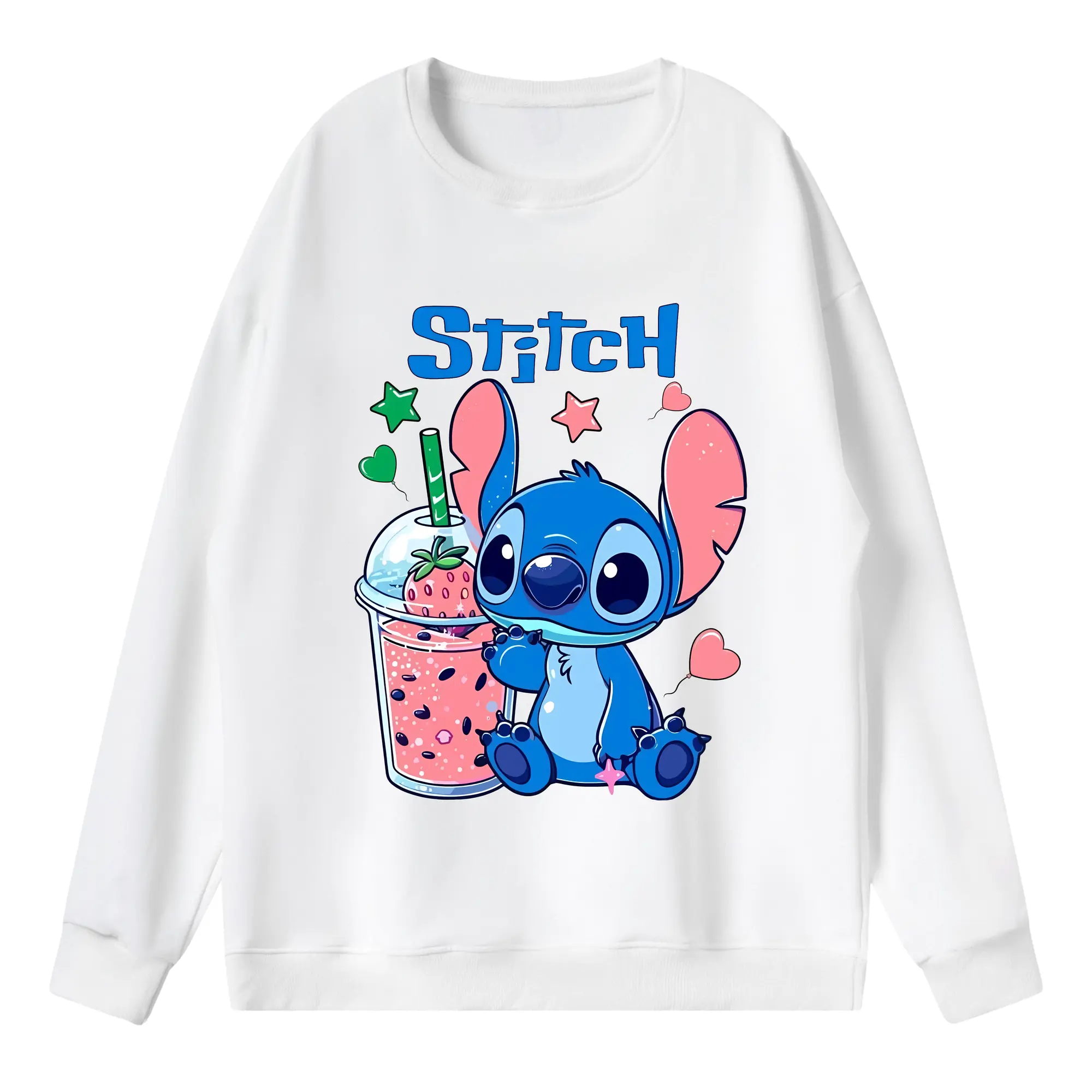 リロ＆スティッチ グッズ スティッチ - 薄手 クルーネック スウェット 裏毛260g · ポリエステル 春秋向け カジュアル 男女兼用 · トレーナー デイリー スポーツ 散歩に最適
