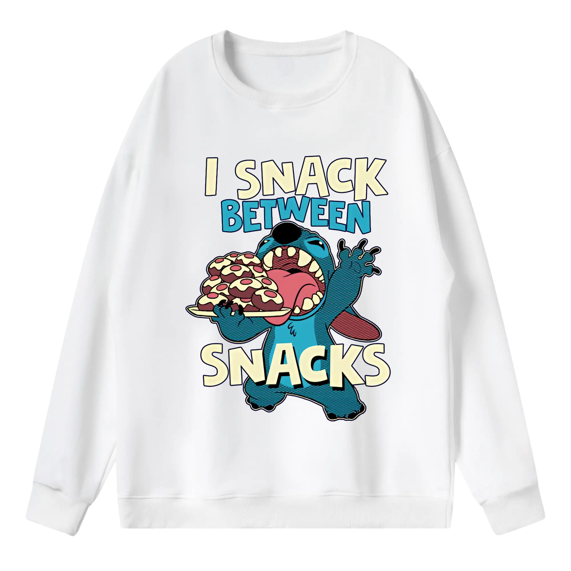 リロ＆スティッチ グッズ スティッチ - 薄手 クルーネック スウェット 裏毛260g · ポリエステル 春秋向け カジュアル 男女兼用 · トレーナー デイリー スポーツ 散歩に最適