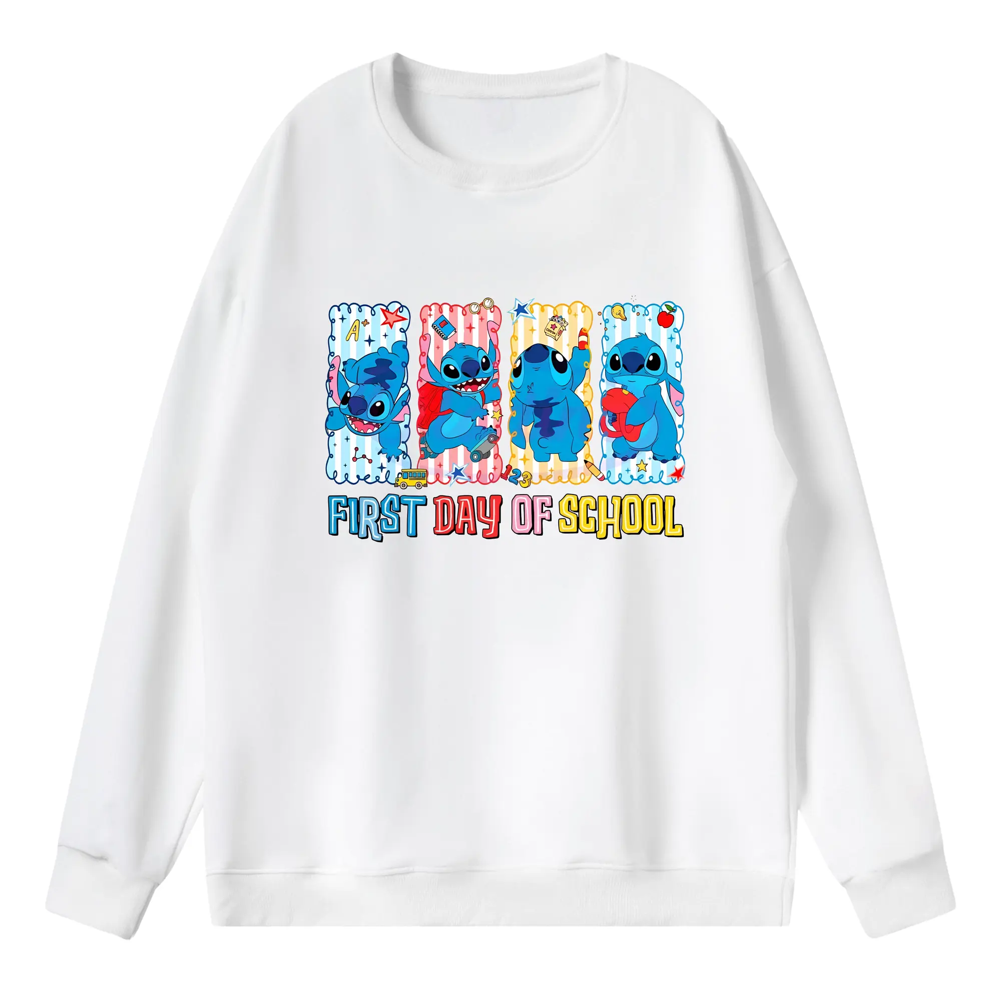 リロ＆スティッチ グッズ スティッチ - 薄手 クルーネック スウェット 裏毛260g · ポリエステル 春秋向け カジュアル 男女兼用 · トレーナー デイリー スポーツ 散歩に最適