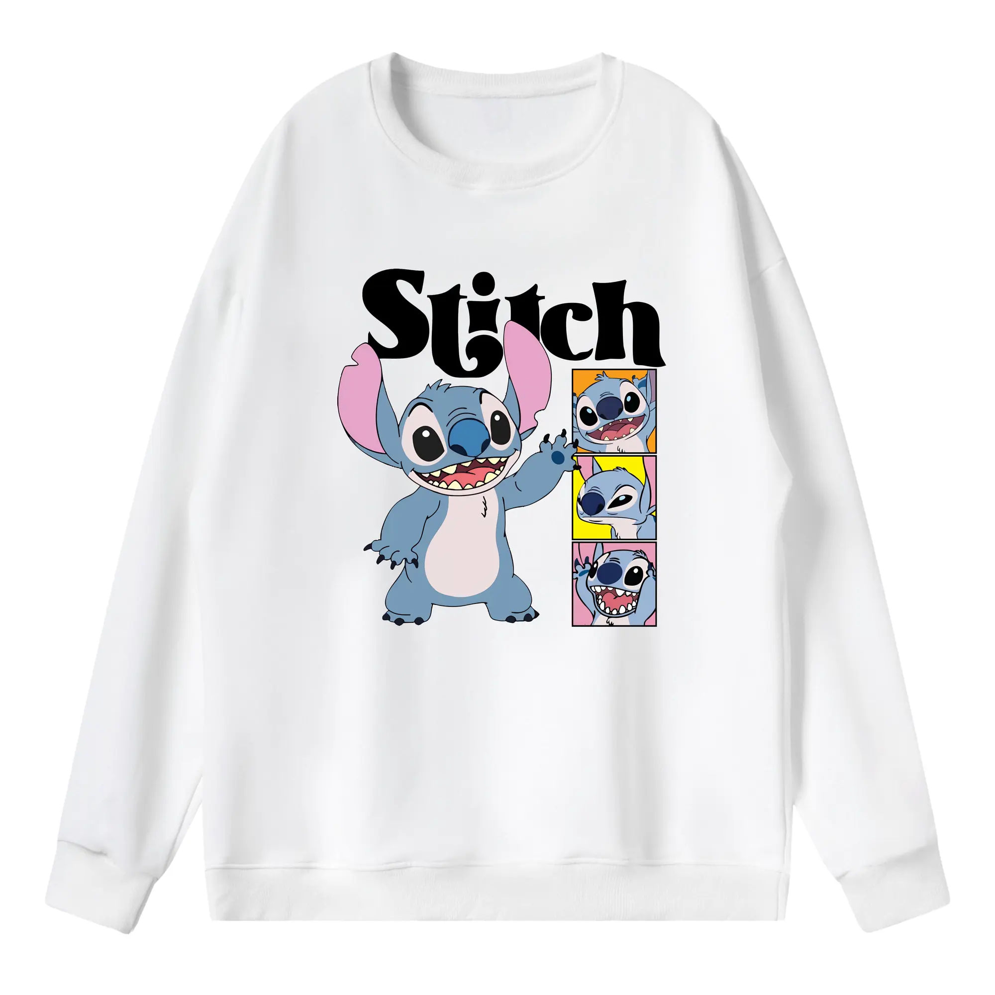 リロ＆スティッチ グッズ スティッチ - 薄手 クルーネック スウェット 裏毛260g · ポリエステル 春秋向け カジュアル 男女兼用 · トレーナー デイリー スポーツ 散歩に最適