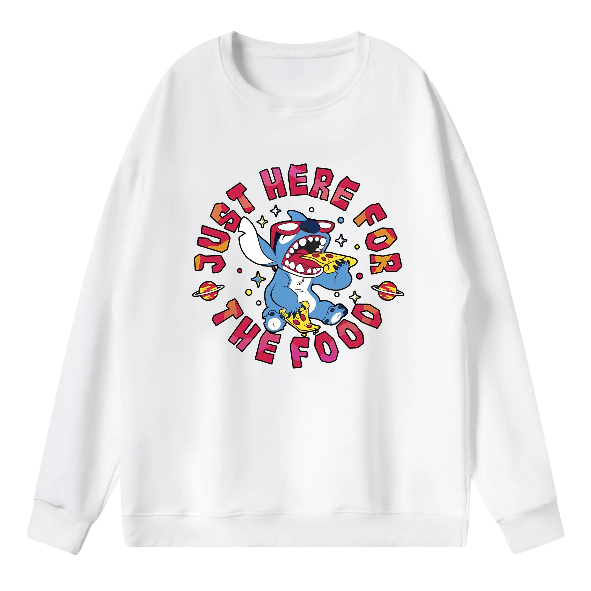 リロ＆スティッチ グッズ スティッチ - 薄手 クルーネック スウェット 裏毛260g · ポリエステル 春秋向け カジュアル 男女兼用 · トレーナー デイリー スポーツ 散歩に最適