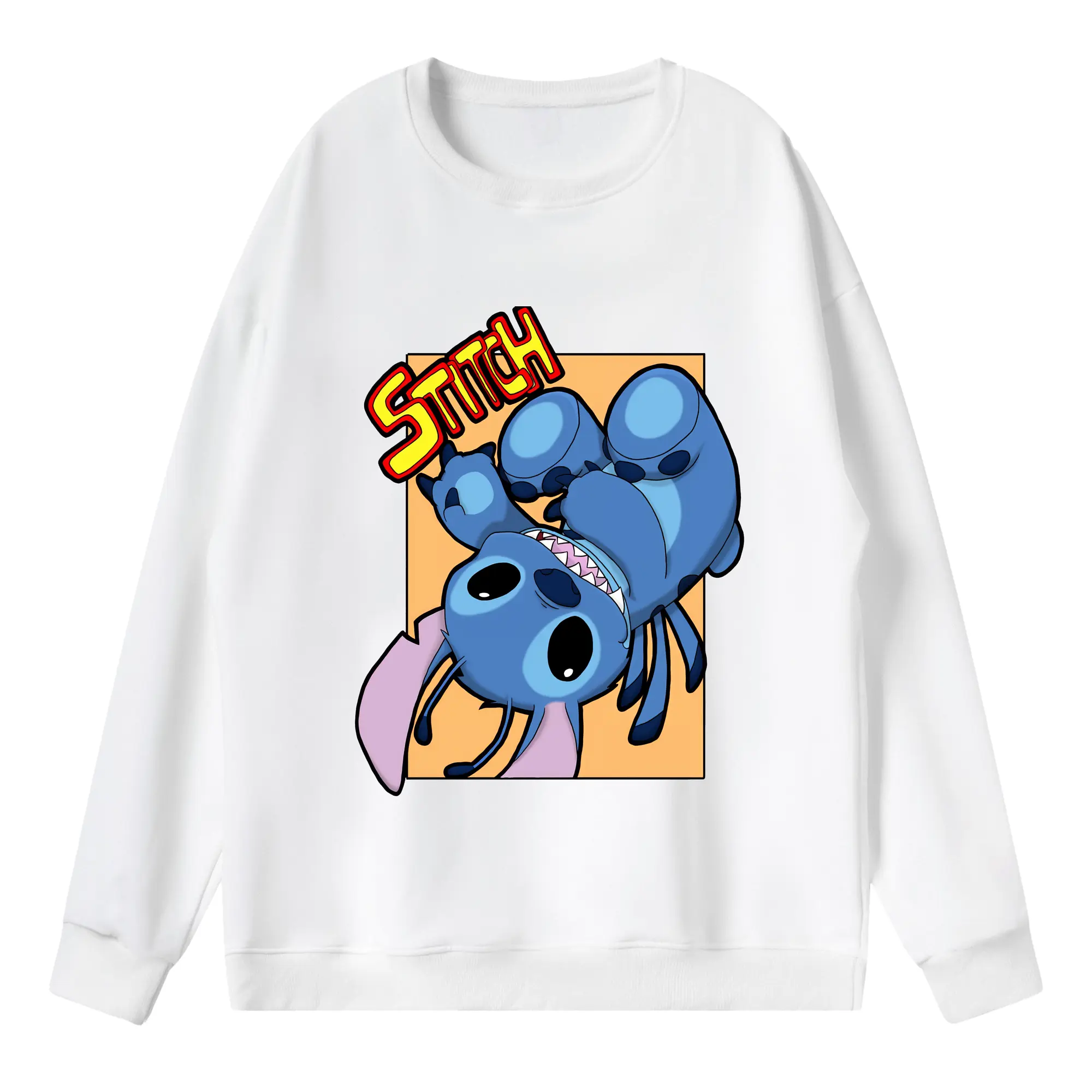 リロ＆スティッチ グッズ スティッチ - 薄手 クルーネック スウェット 裏毛260g · ポリエステル 春秋向け カジュアル 男女兼用 · トレーナー デイリー スポーツ 散歩に最適