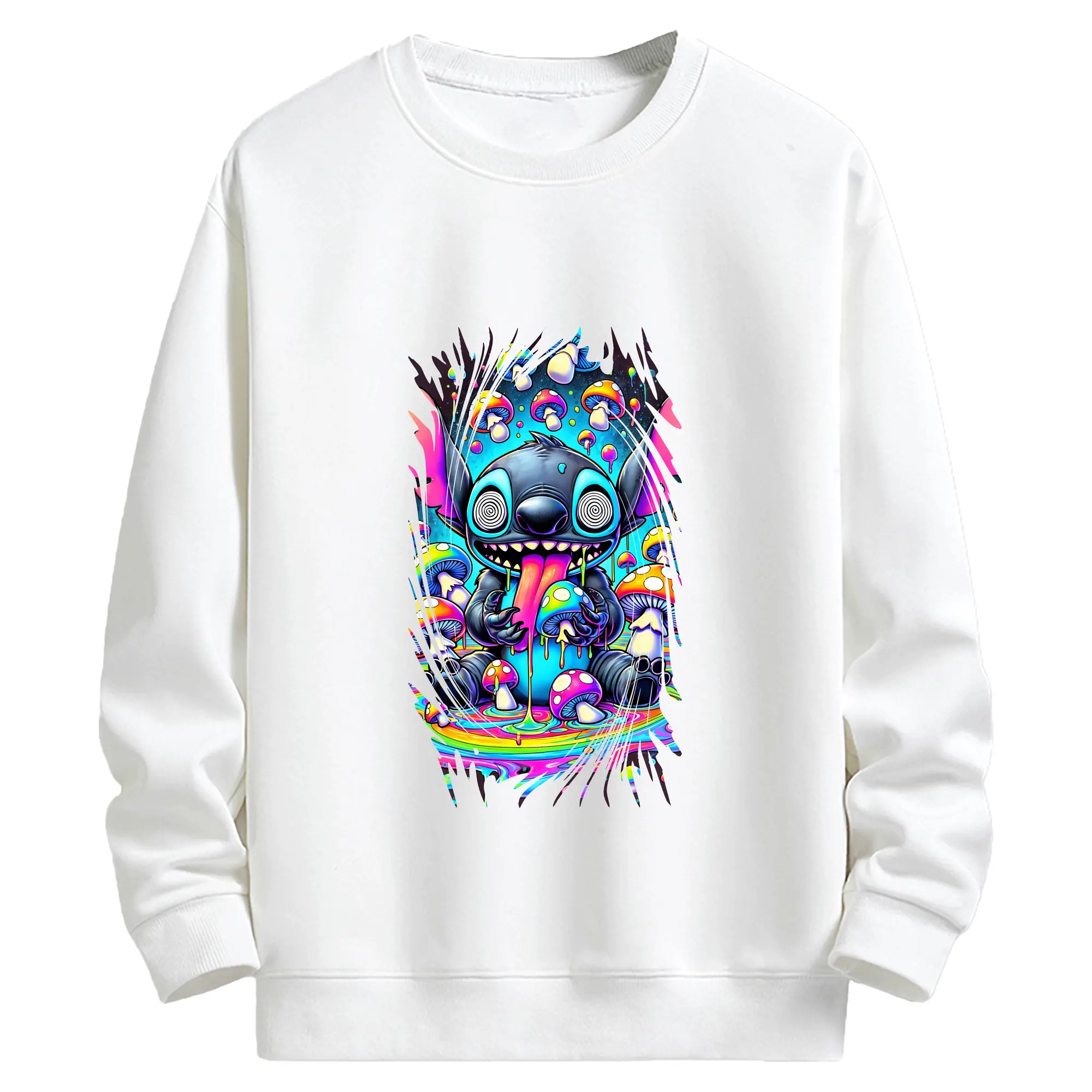 リロ＆スティッチ グッズ スティッチ - キッズ クルーネックスウェットシャツ ・ フロントプリント ・ 綿80％ ポリエステル20％ ・ 快適 通学 スポーツ 日常使い お散歩用