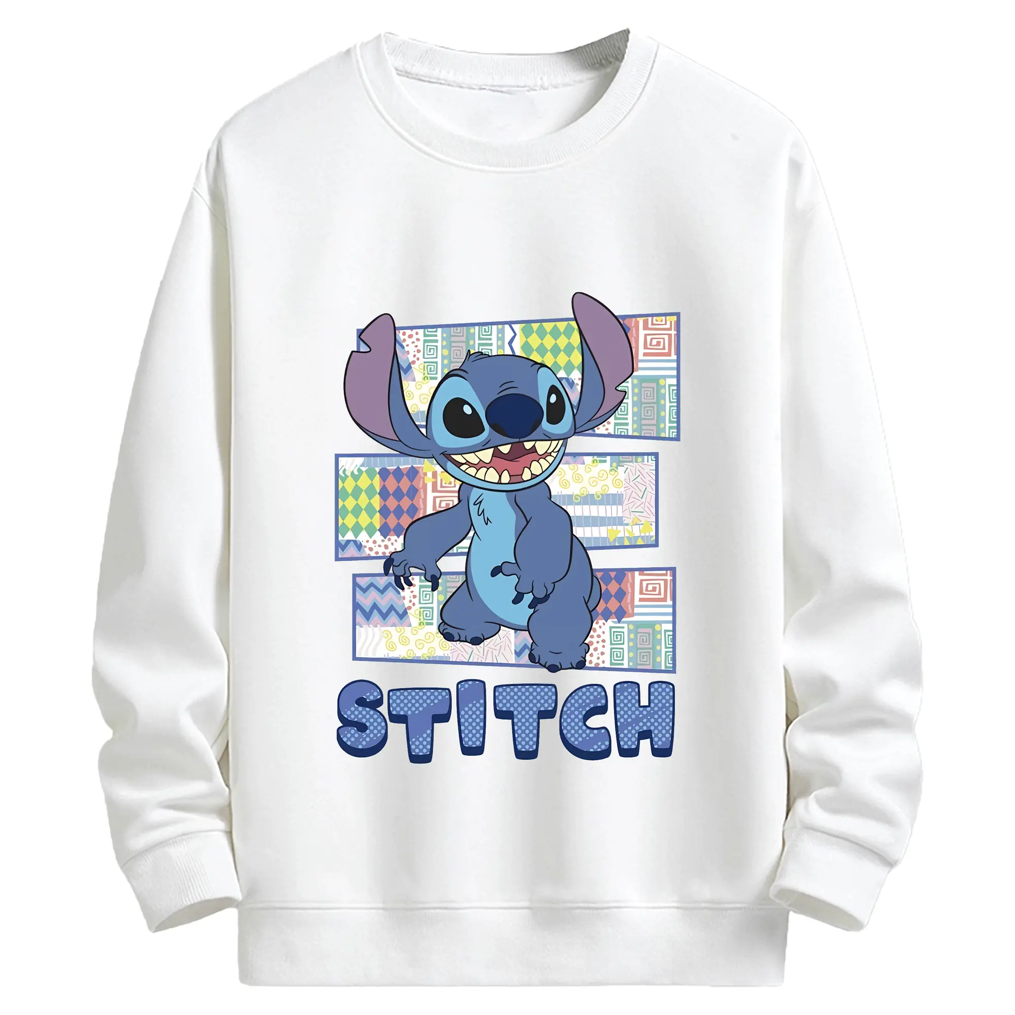 リロ＆スティッチ グッズ スティッチ - キッズ クルーネックスウェットシャツ ・ フロントプリント ・ 綿80％ ポリエステル20％ ・ 快適 通学 スポーツ 日常使い お散歩用
