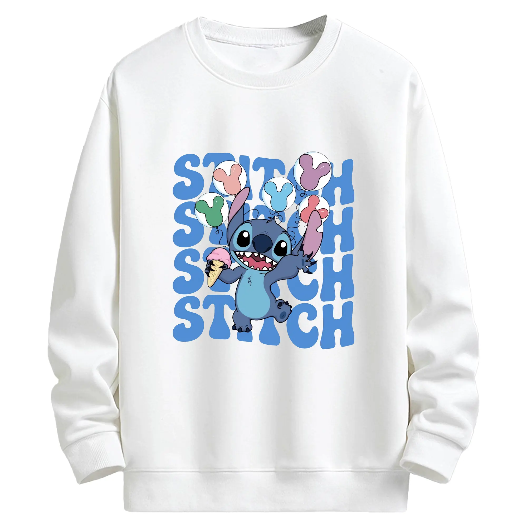 リロ＆スティッチ グッズ スティッチ - キッズ クルーネックスウェットシャツ ・ フロントプリント ・ 綿80％ ポリエステル20％ ・ 快適 通学 スポーツ 日常使い お散歩用