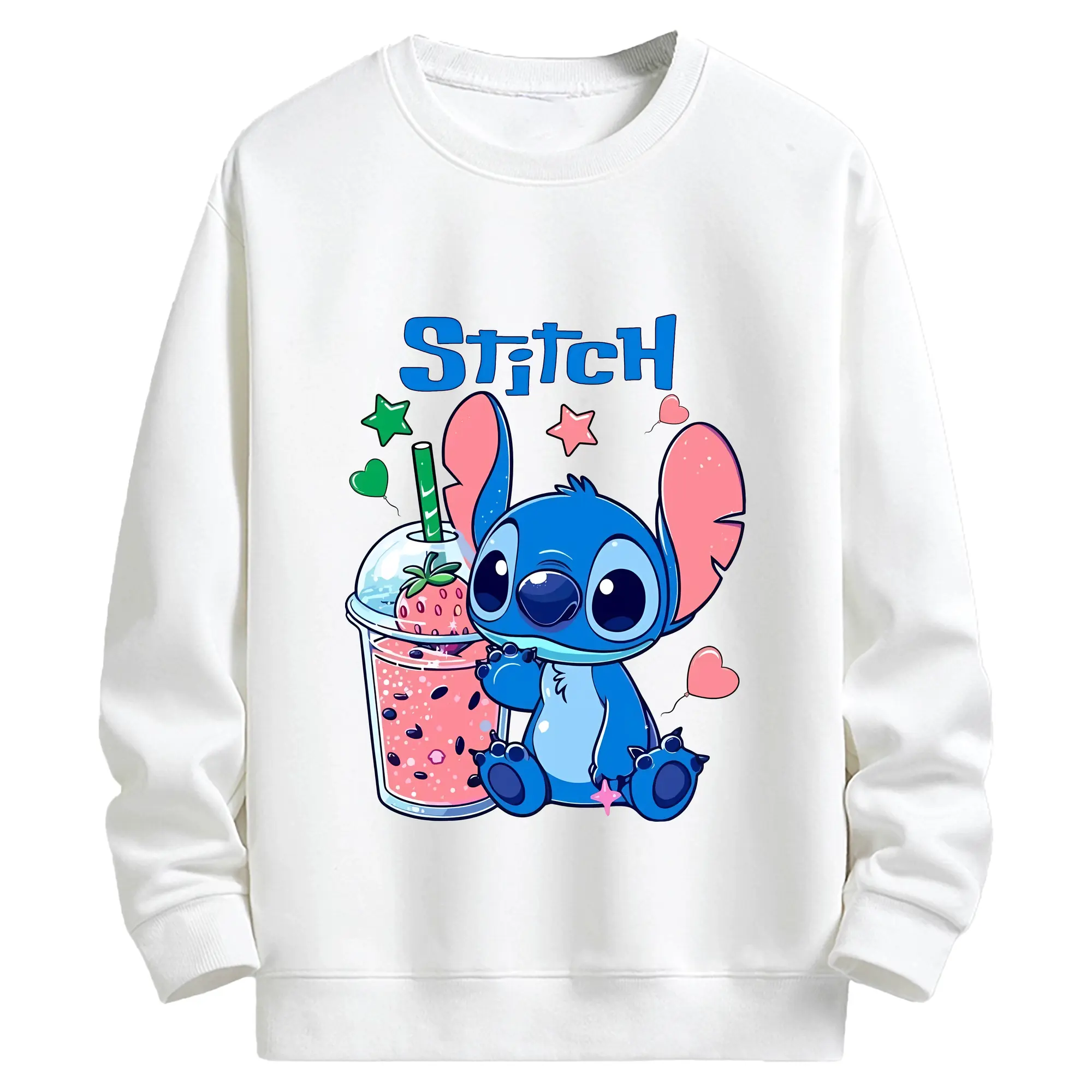 リロ＆スティッチ グッズ スティッチ - キッズ クルーネックスウェットシャツ ・ フロントプリント ・ 綿80％ ポリエステル20％ ・ 快適 通学 スポーツ 日常使い お散歩用