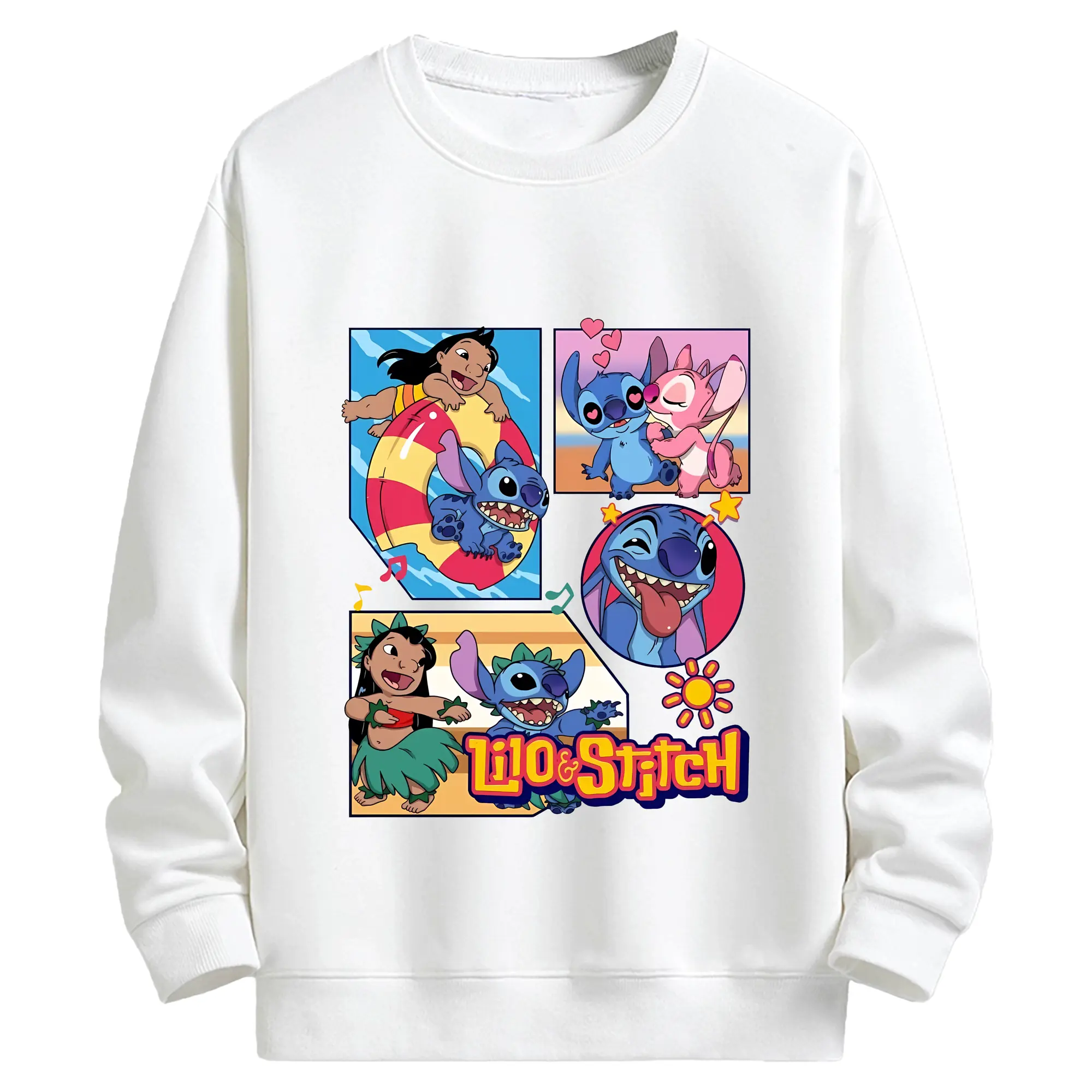 リロ＆スティッチ グッズ スティッチ - キッズ クルーネックスウェットシャツ ・ フロントプリント ・ 綿80％ ポリエステル20％ ・ 快適 通学 スポーツ 日常使い お散歩用
