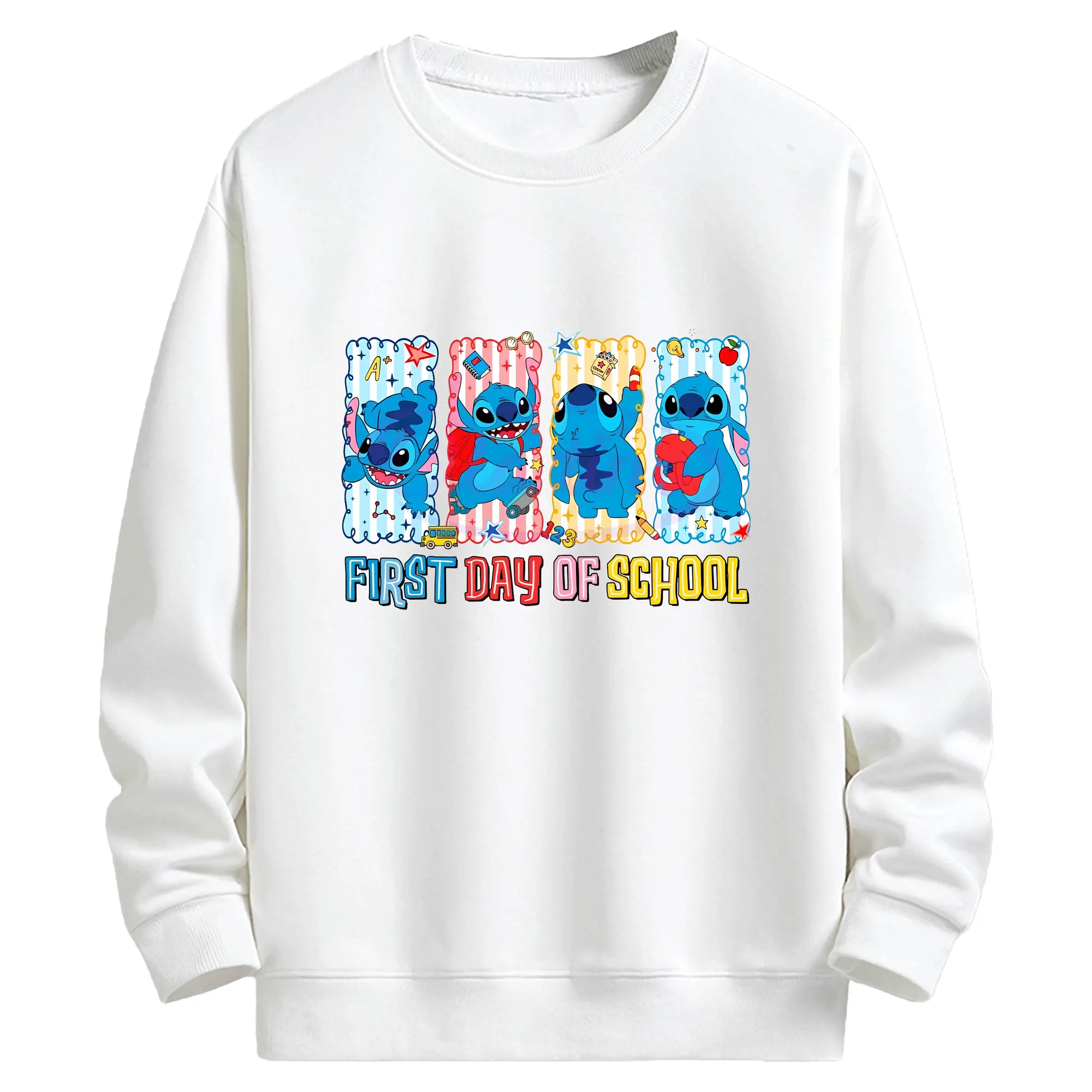 リロ＆スティッチ グッズ スティッチ - キッズ クルーネックスウェットシャツ ・ フロントプリント ・ 綿80％ ポリエステル20％ ・ 快適 通学 スポーツ 日常使い お散歩用
