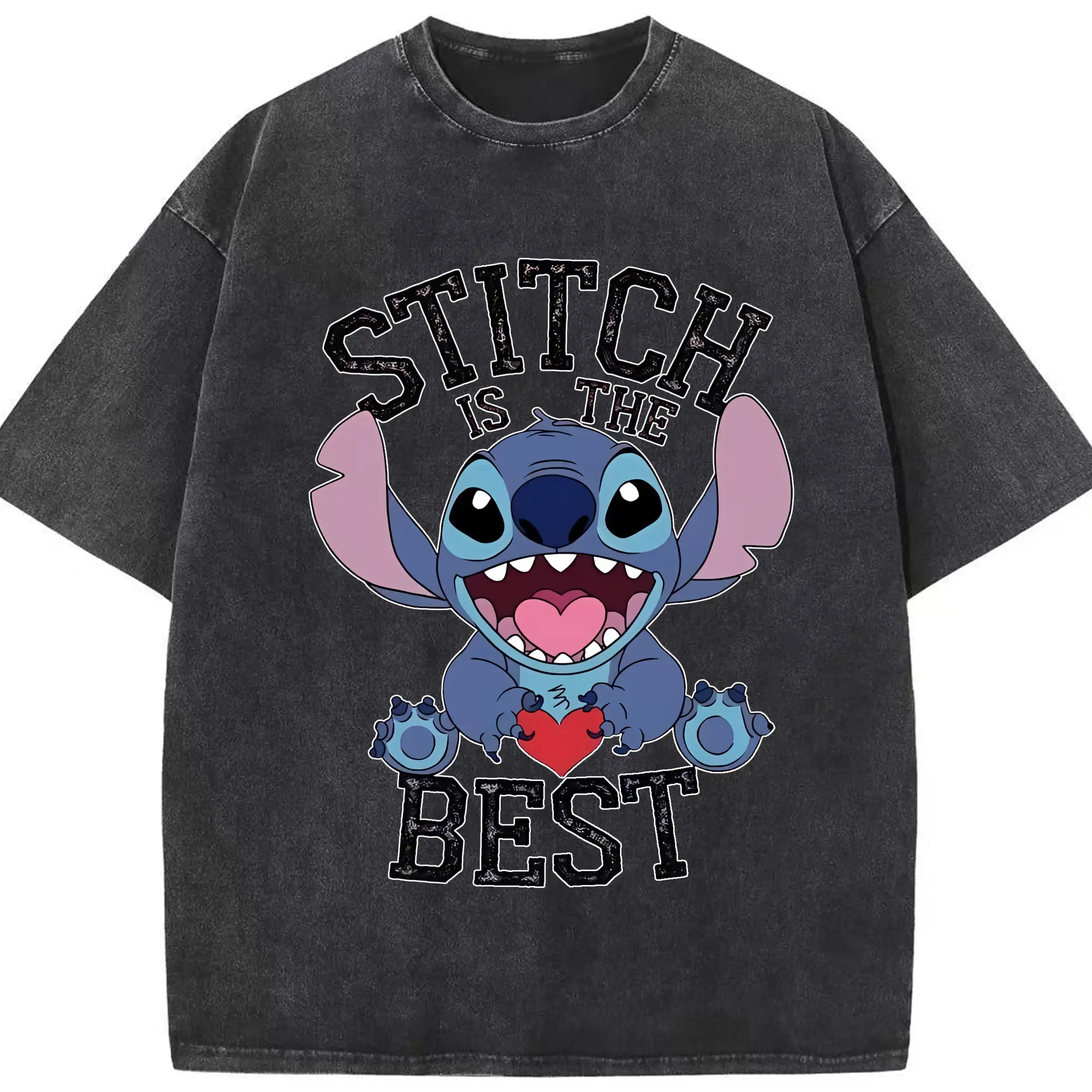 リロ＆スティッチ グッズ スティッチ - 綿100％ ヴィンテージ風 半袖Tシャツ ・ フロントプリント ・ 柔らか肌触り ・ 通気性 快適 ・ スポーツ カジュアル 外出用