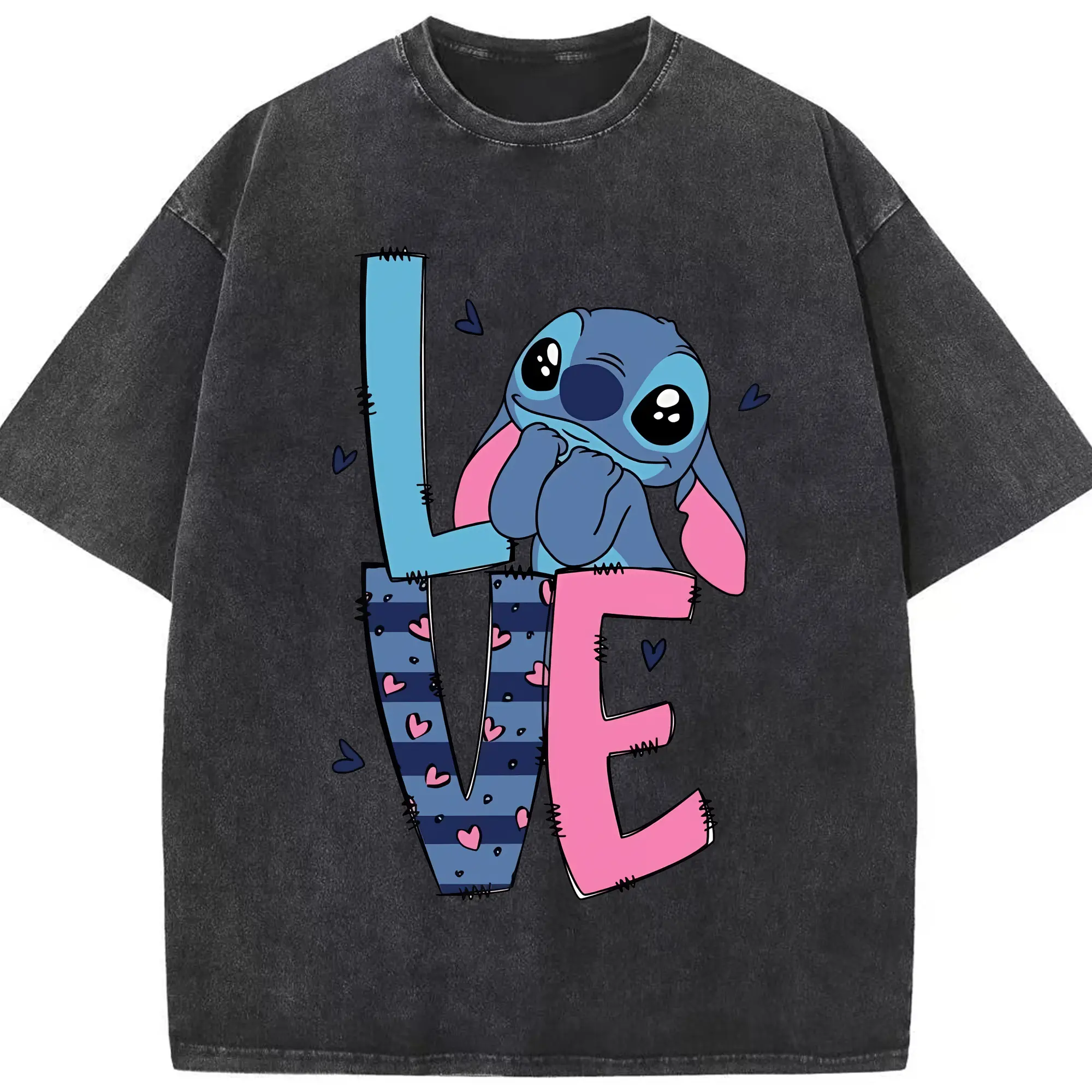 リロ＆スティッチ グッズ スティッチ - 綿100％ ヴィンテージ風 半袖Tシャツ ・ フロントプリント ・ 柔らか肌触り ・ 通気性 快適 ・ スポーツ カジュアル 外出用