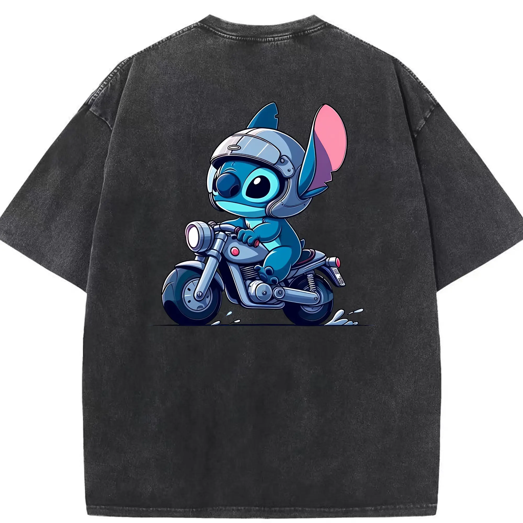 リロ＆スティッチ グッズ スティッチ - 綿100％ ヴィンテージ風 半袖Tシャツ ・ 背面プリント ・ 柔らか肌触り ・ 通気性 快適 ・ スポーツ カジュアル 外出用