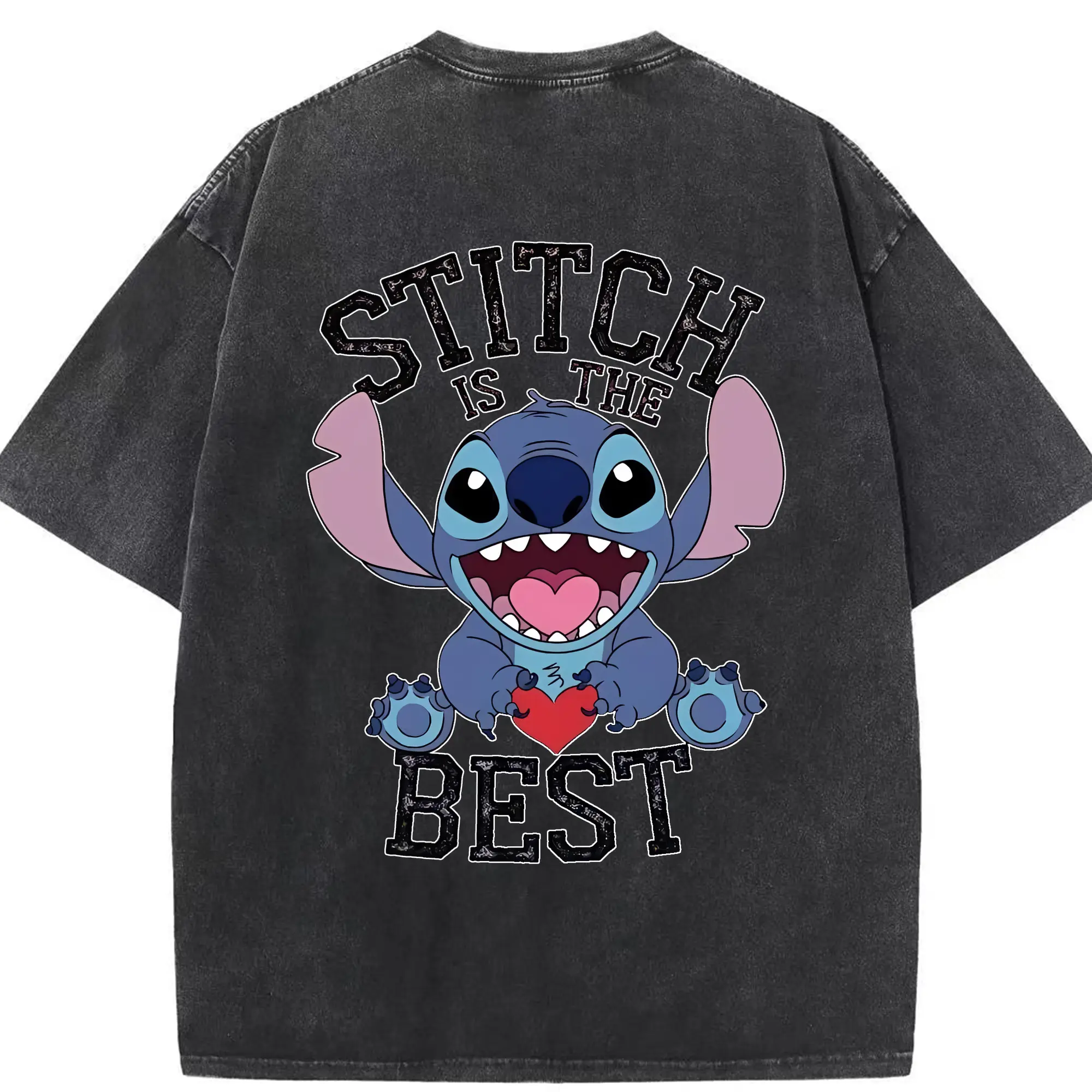 リロ＆スティッチ グッズ スティッチ - 綿100％ ヴィンテージ風 半袖Tシャツ ・ 背面プリント ・ 柔らか肌触り ・ 通気性 快適 ・ スポーツ カジュアル 外出用