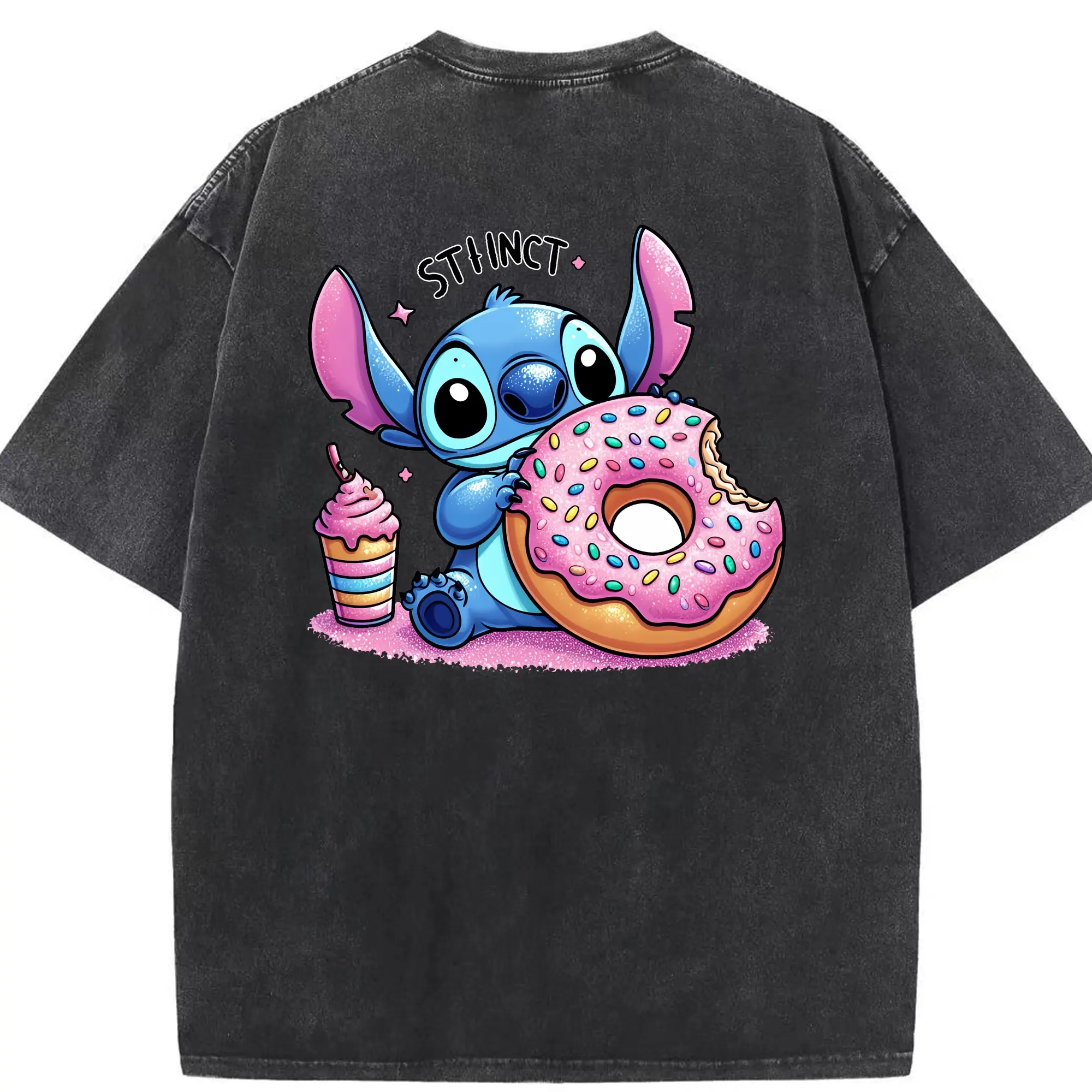 リロ＆スティッチ グッズ スティッチ - 綿100％ ヴィンテージ風 半袖Tシャツ ・ 背面プリント ・ 柔らか肌触り ・ 通気性 快適 ・ スポーツ カジュアル 外出用