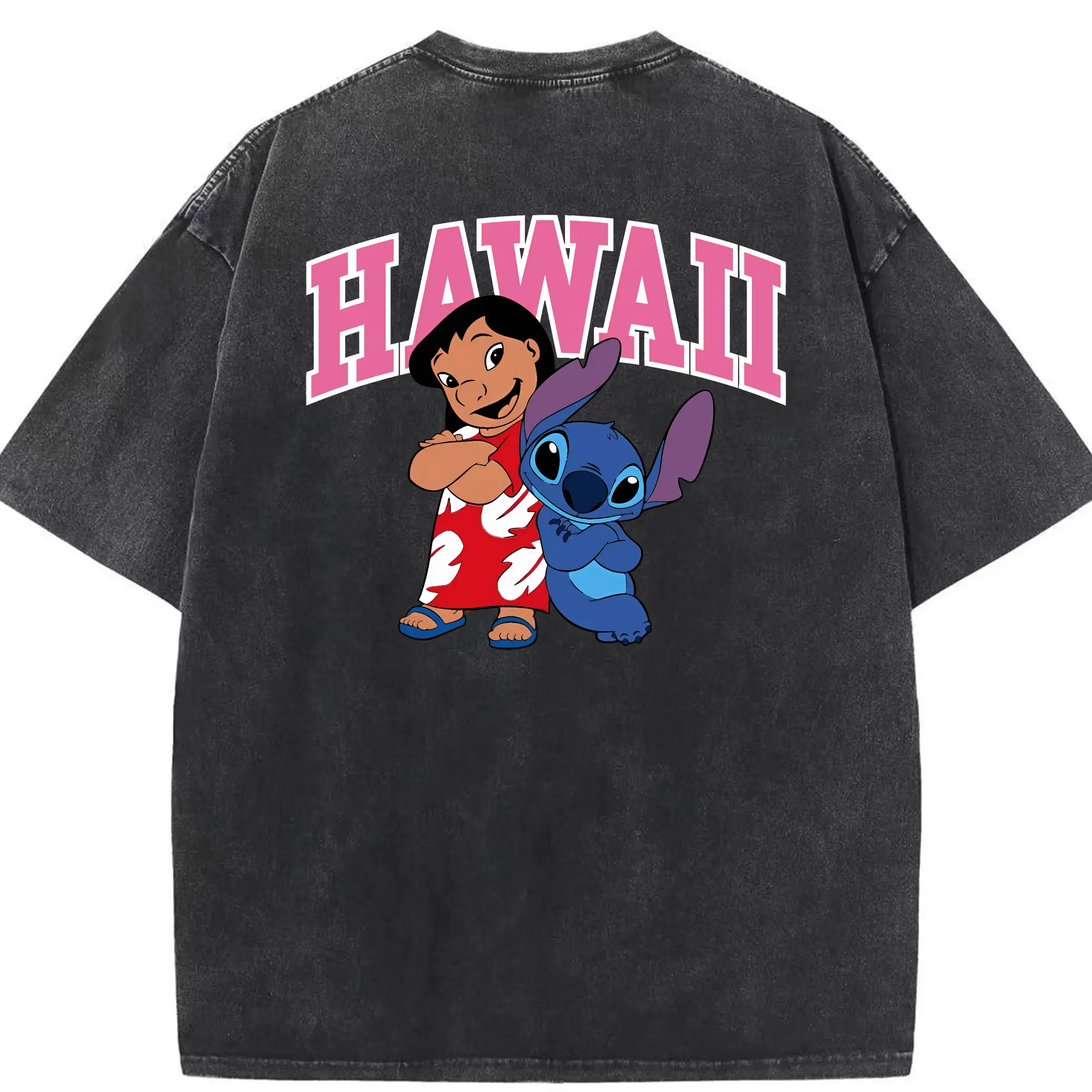 リロ＆スティッチ グッズ スティッチ - 綿100％ ヴィンテージ風 半袖Tシャツ ・ 背面プリント ・ 柔らか肌触り ・ 通気性 快適 ・ スポーツ カジュアル 外出用